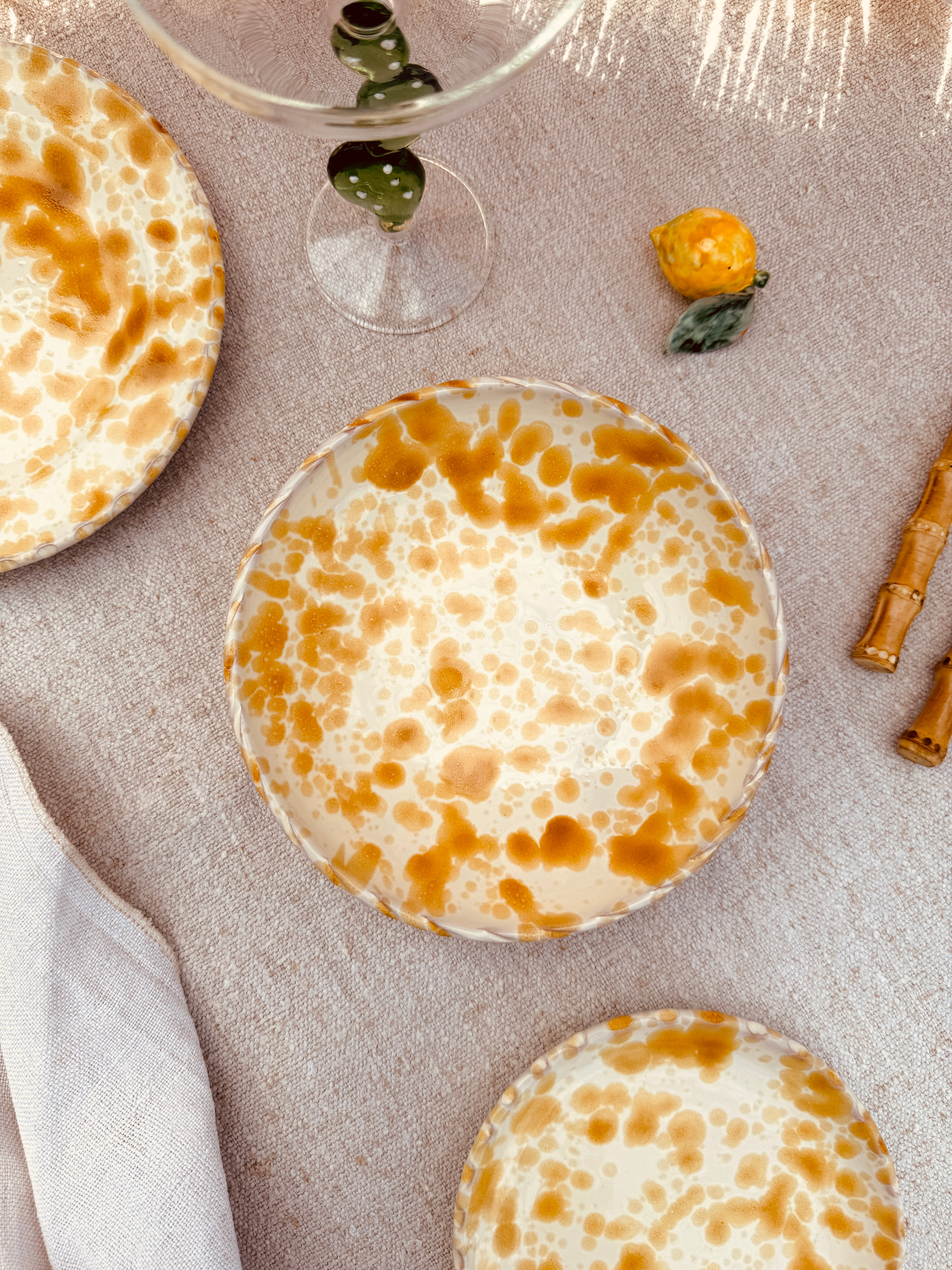 ! New Fit ! Schizzato Pasta Bowl "Honey"