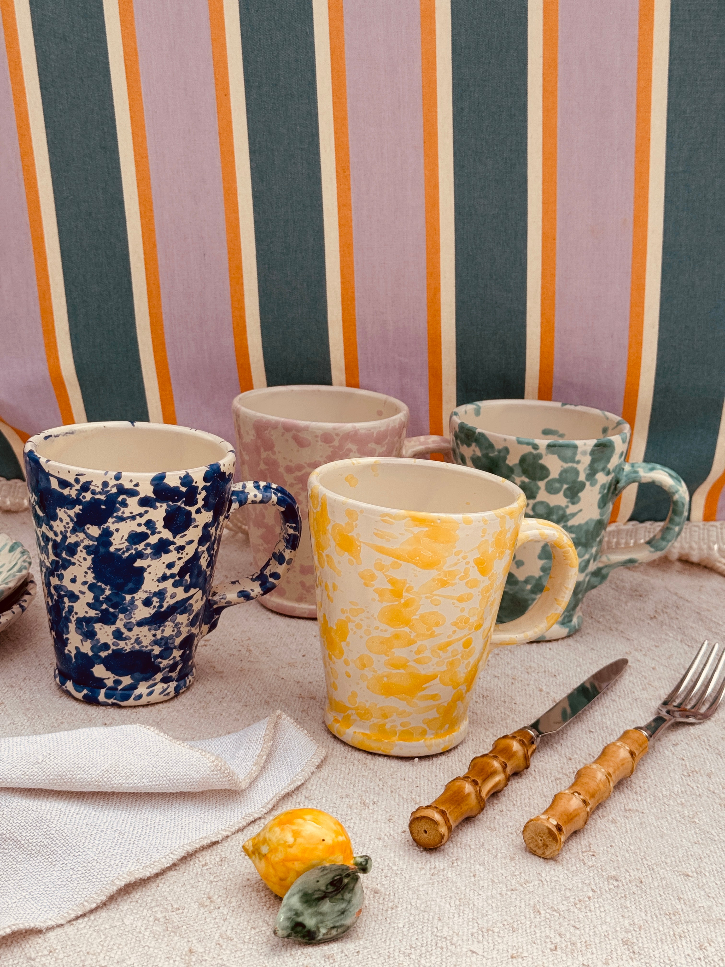 Big Schizzato Mug with Handle "Limone"