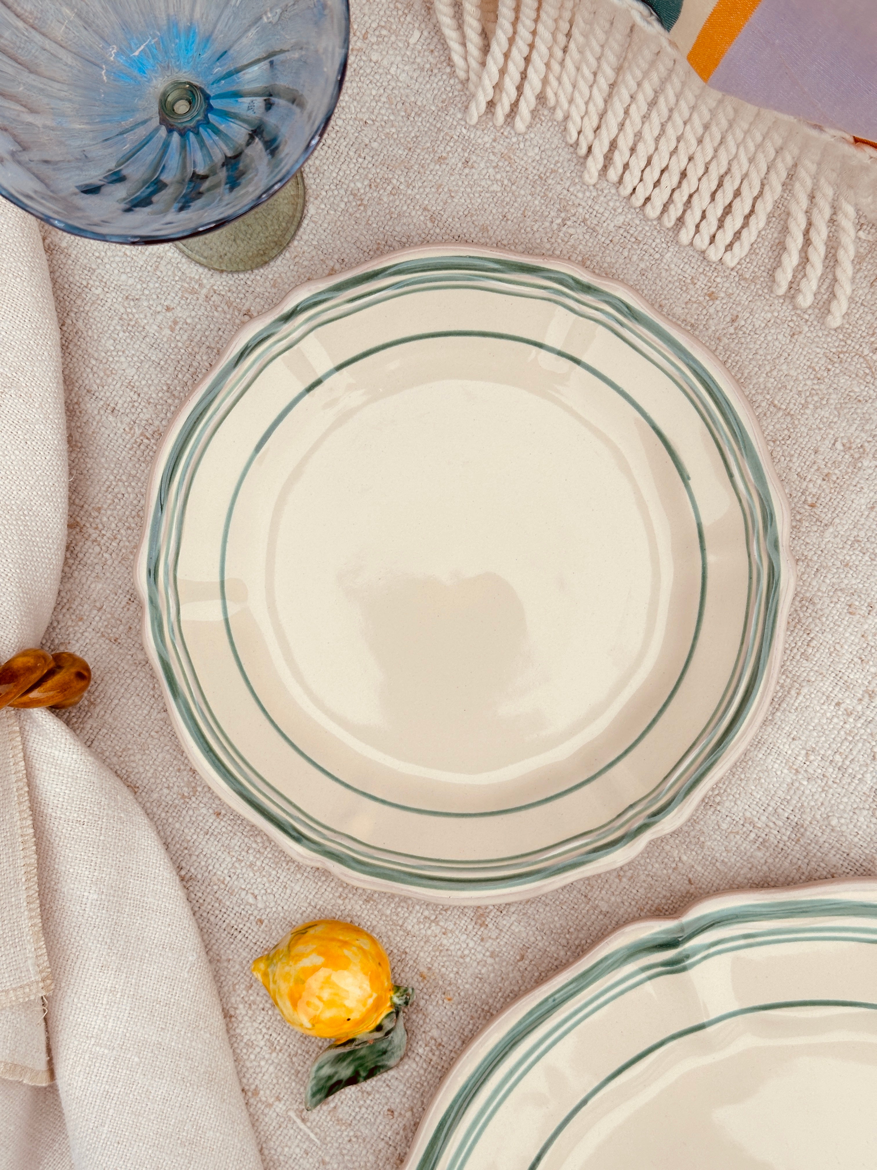 Uni Antipasti / Dessertteller Baccellato - Colour Base Avorio / Verde "The Riviera Basic Collection" - 20 cm