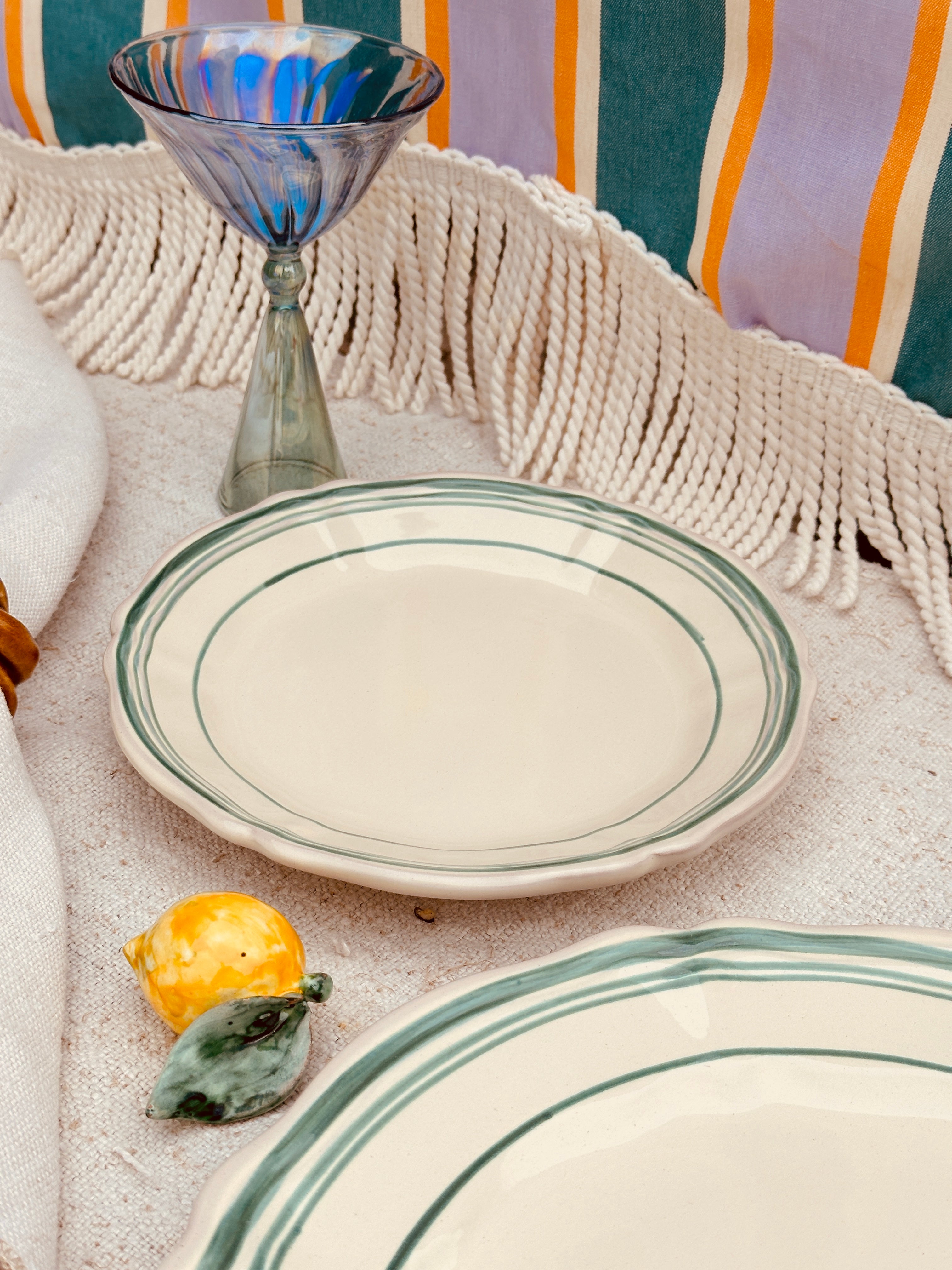 Uni Antipasti / Dessertteller Baccellato - Colour Base Avorio / Verde "The Riviera Basic Collection" - 20 cm