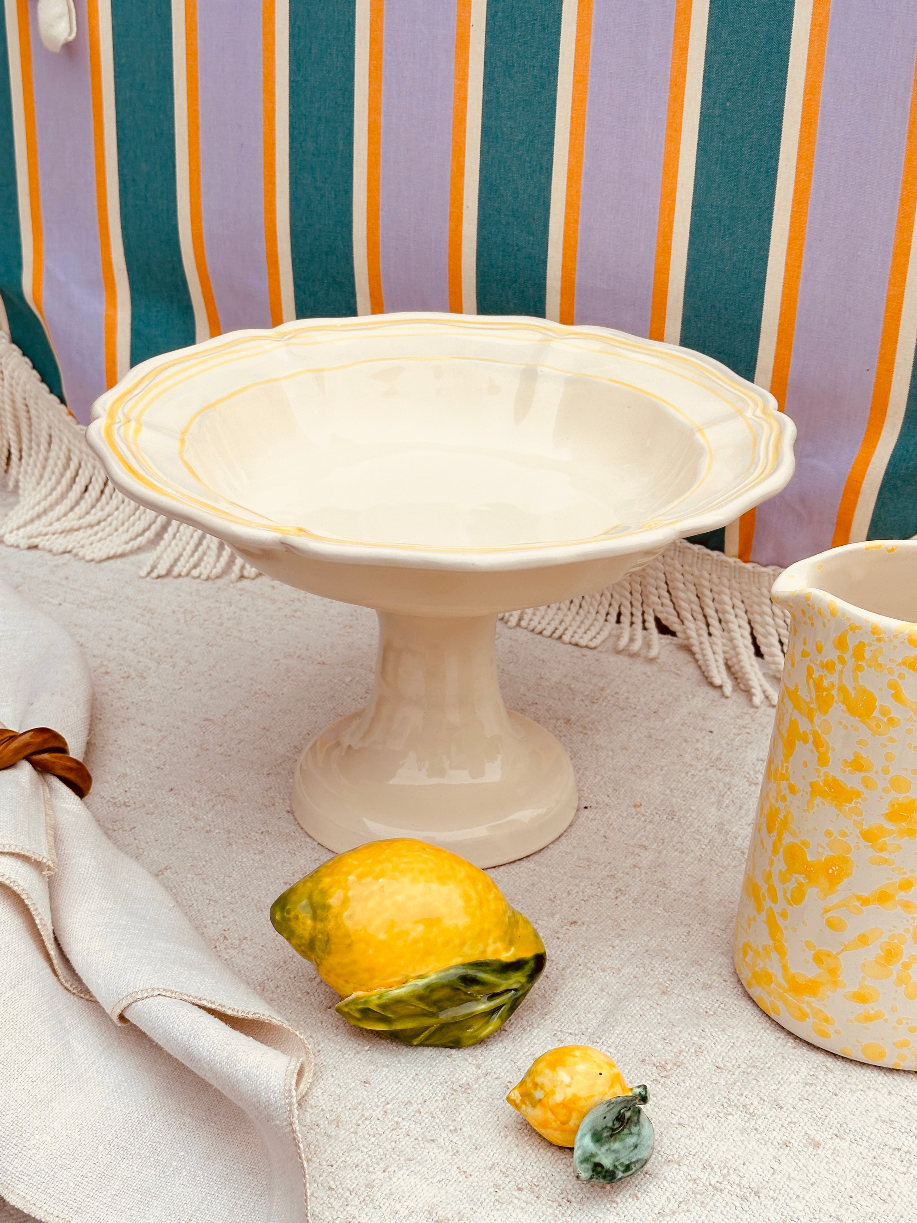 Trattoria Uni High Bowl Baccellato - Colour Base Avorio / Giallo "The Riviera Basic Collection" - 32 cm  Sale