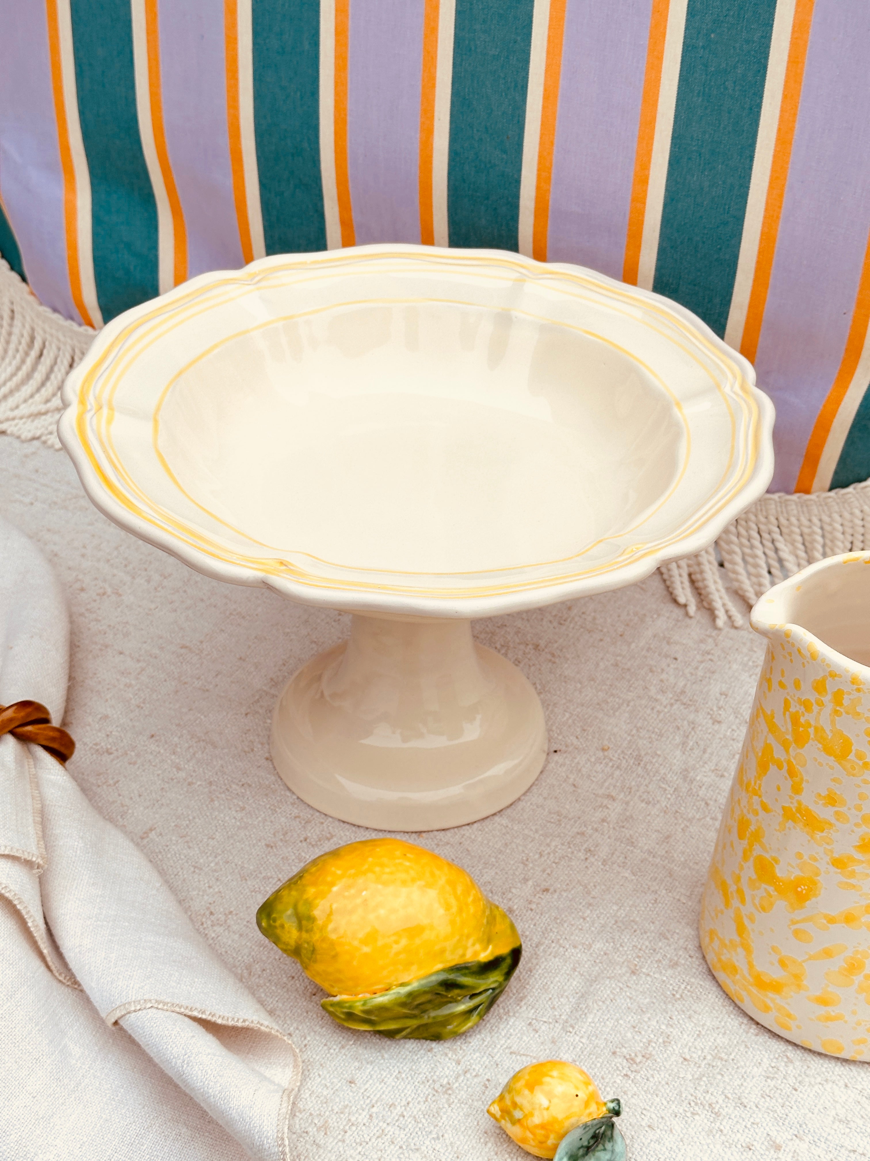 Trattoria Uni High Bowl Baccellato - Colour Base Avorio / Giallo "The Riviera Basic Collection" - 32 cm  Sale