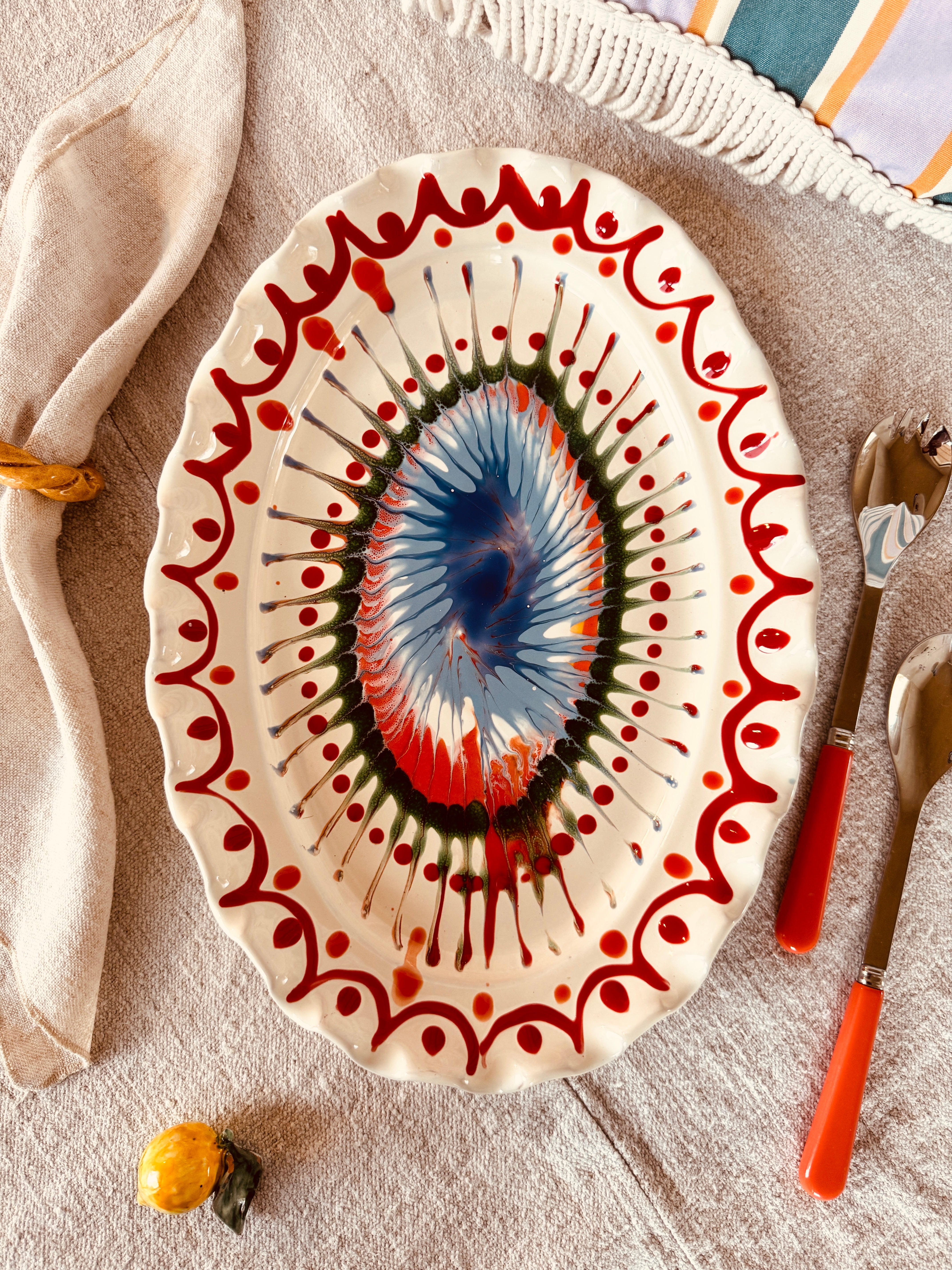 ! Einzelstück ! ovale Servierplatte 41x29cm - nur 1 x erhältlich