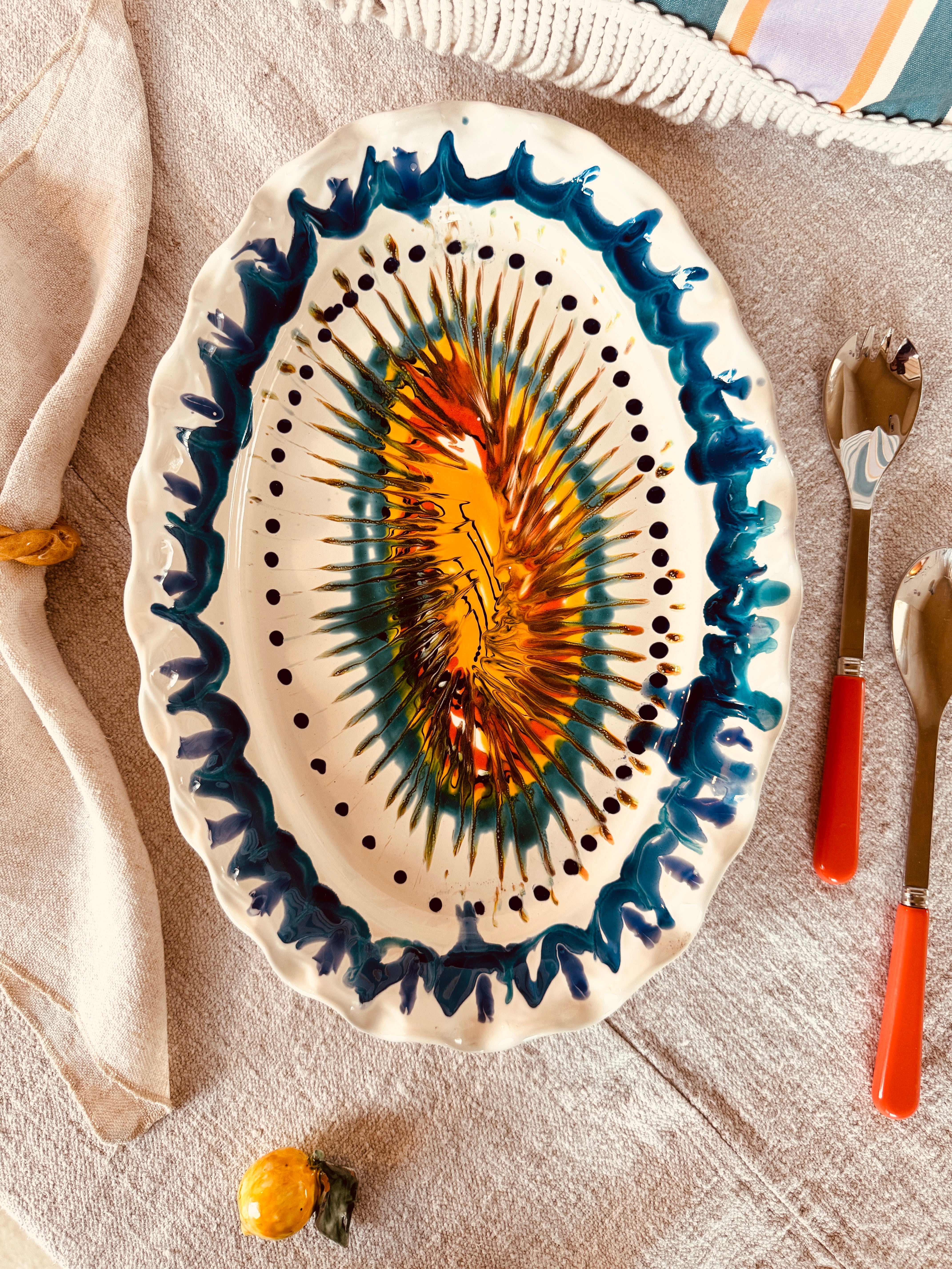 ! Einzelstück ! ovale Servierplatte 41x29cm - nur 1 x erhältlich