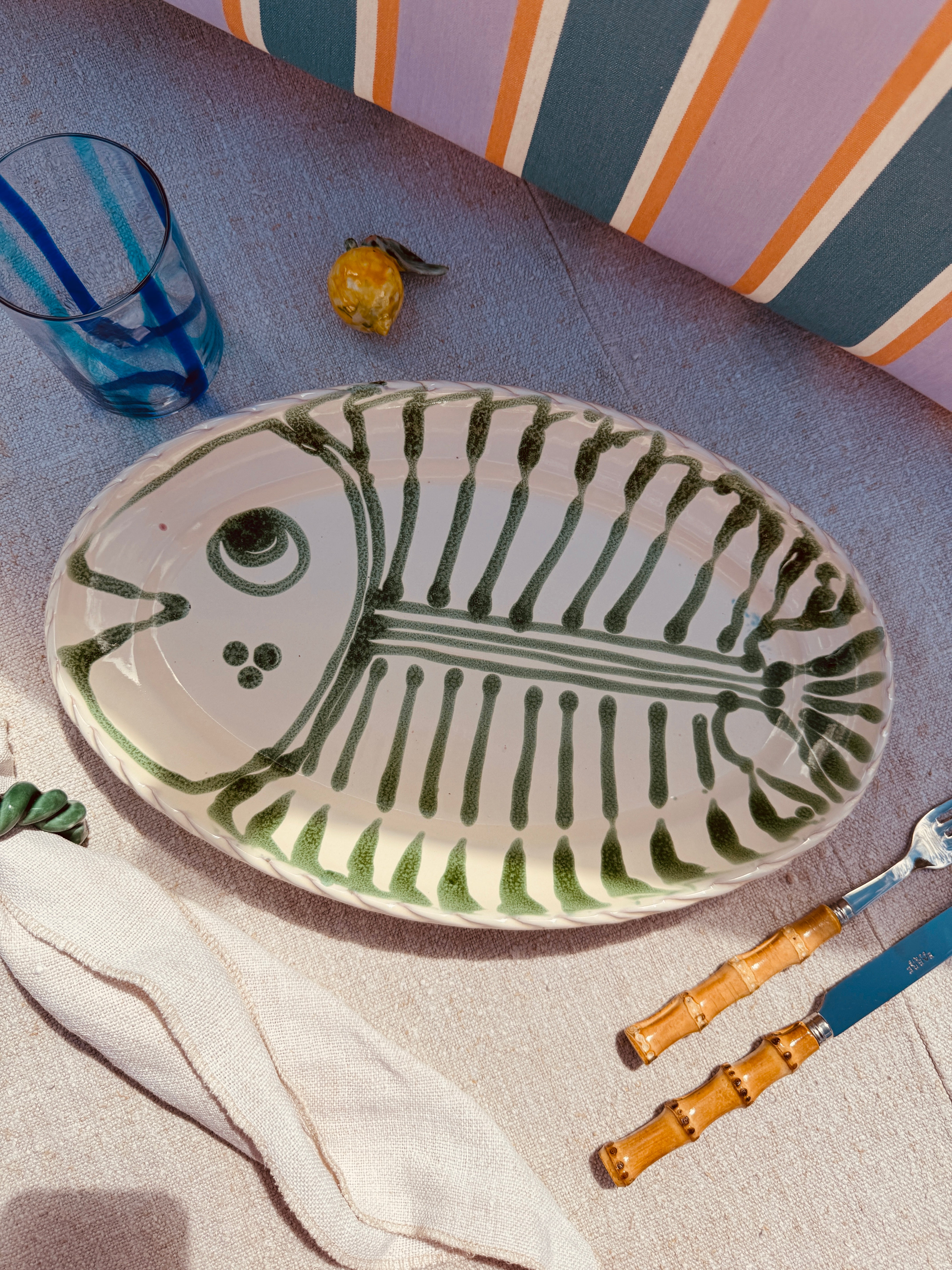 Unique Psychodelic Oval Plate "Pesce di Taranto" 35X23 CM
