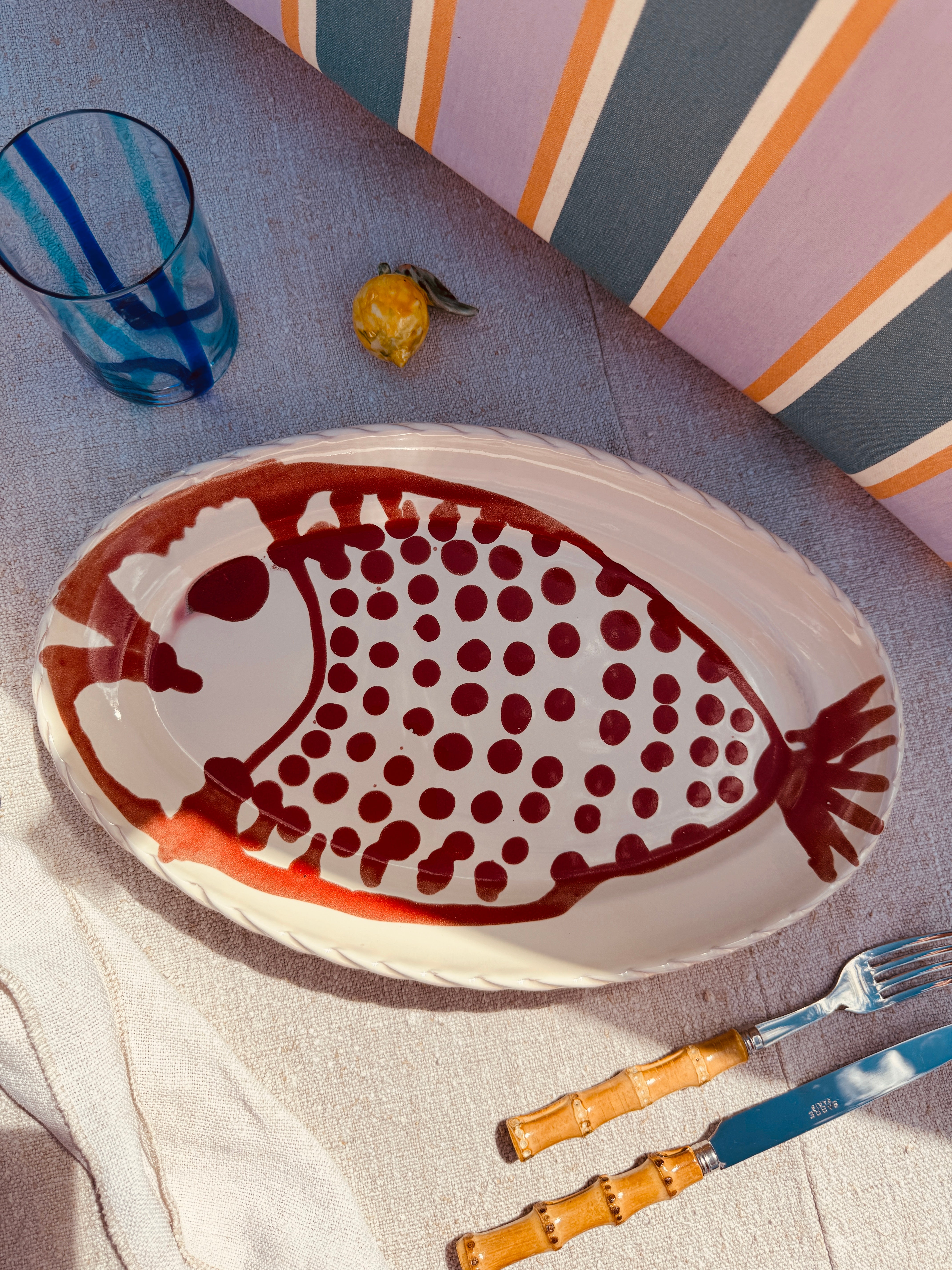 Unique Psychodelic Oval Plate "Pesce di Taranto" 35X23 CM