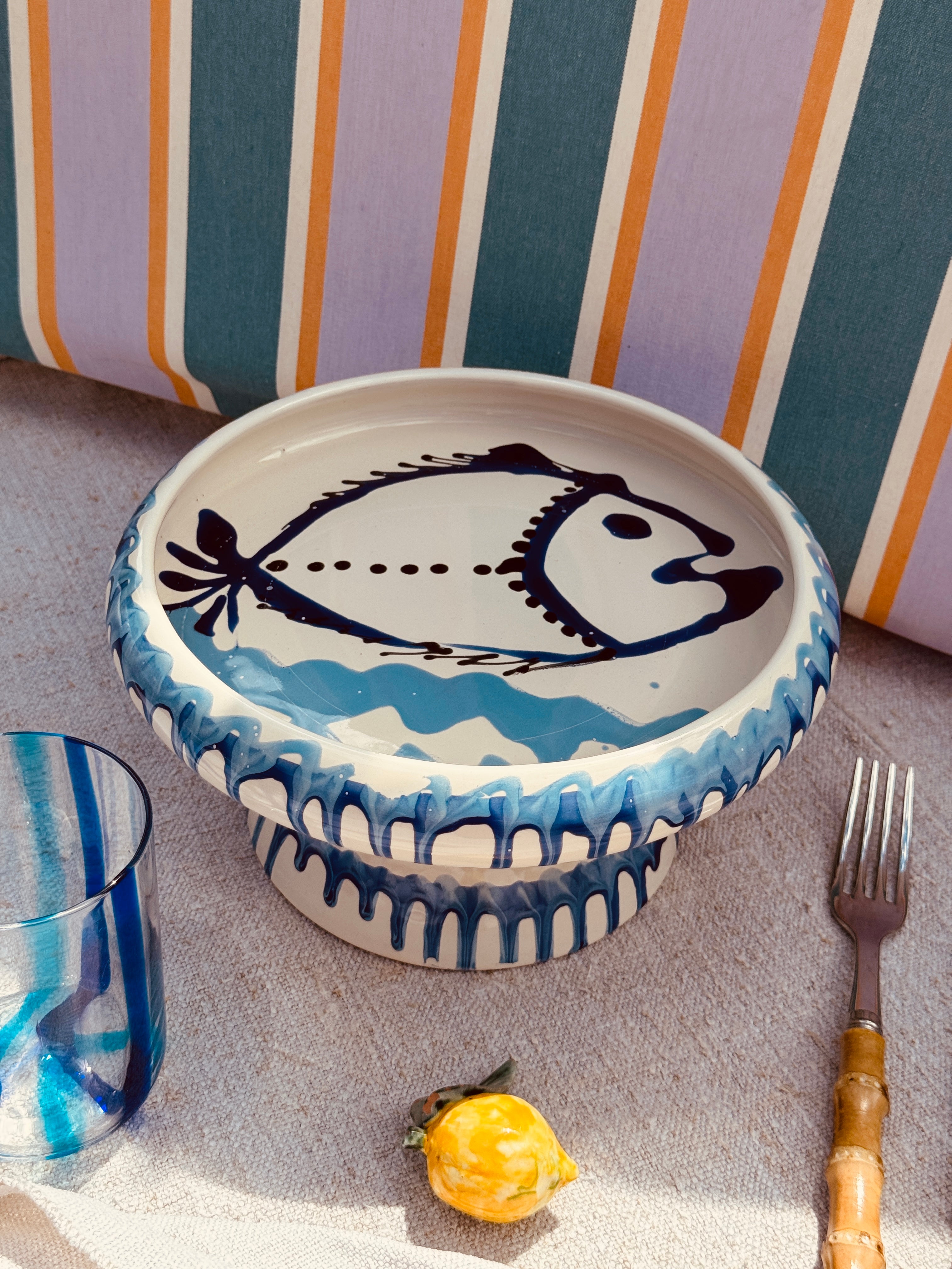 UNIQUE PIECE Psychodelic Frisbee High Plate - 25cm "Pesce di Bari"