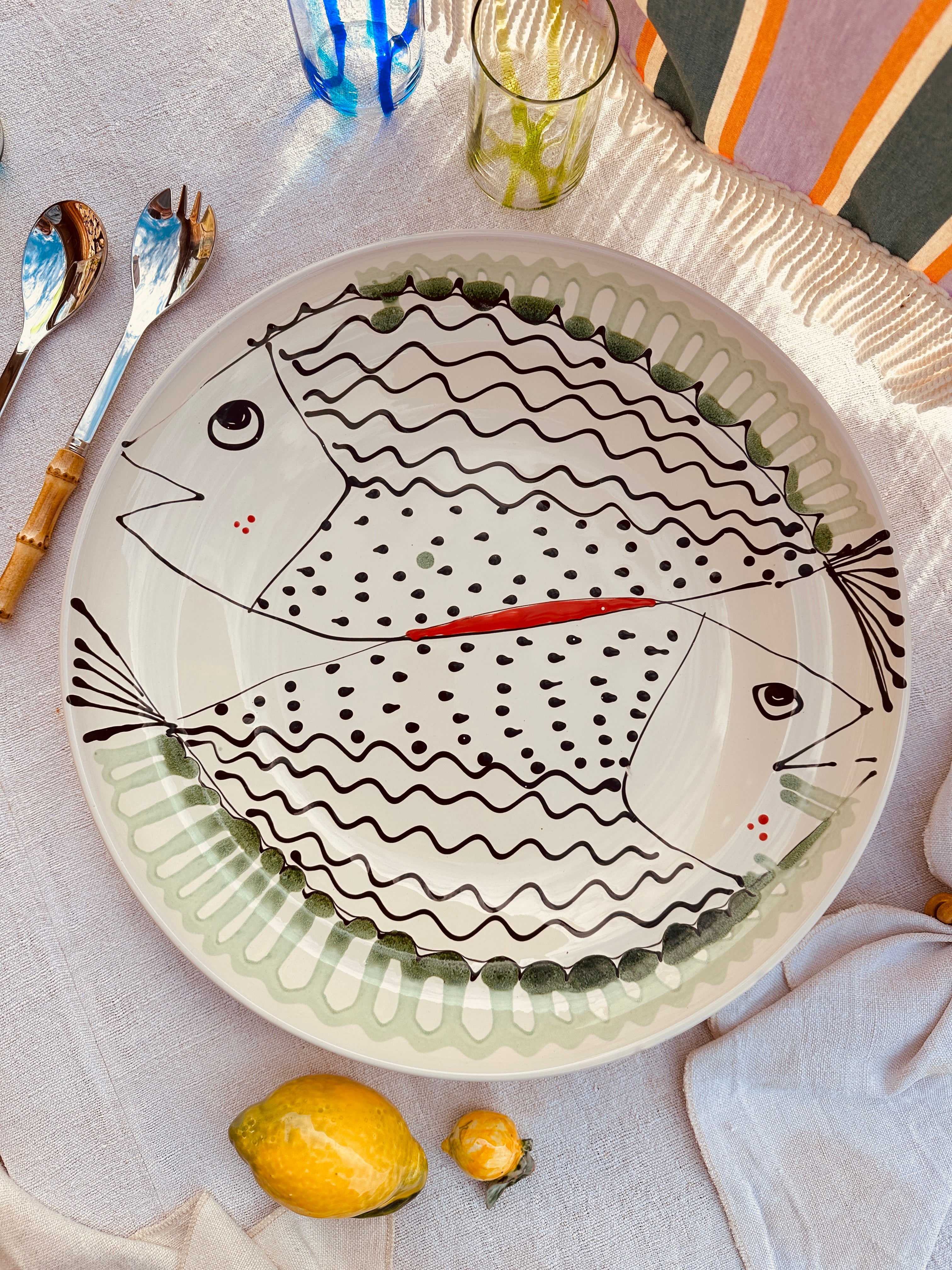 große Psychodelic Schale - 42cm "Picasso Pesce"