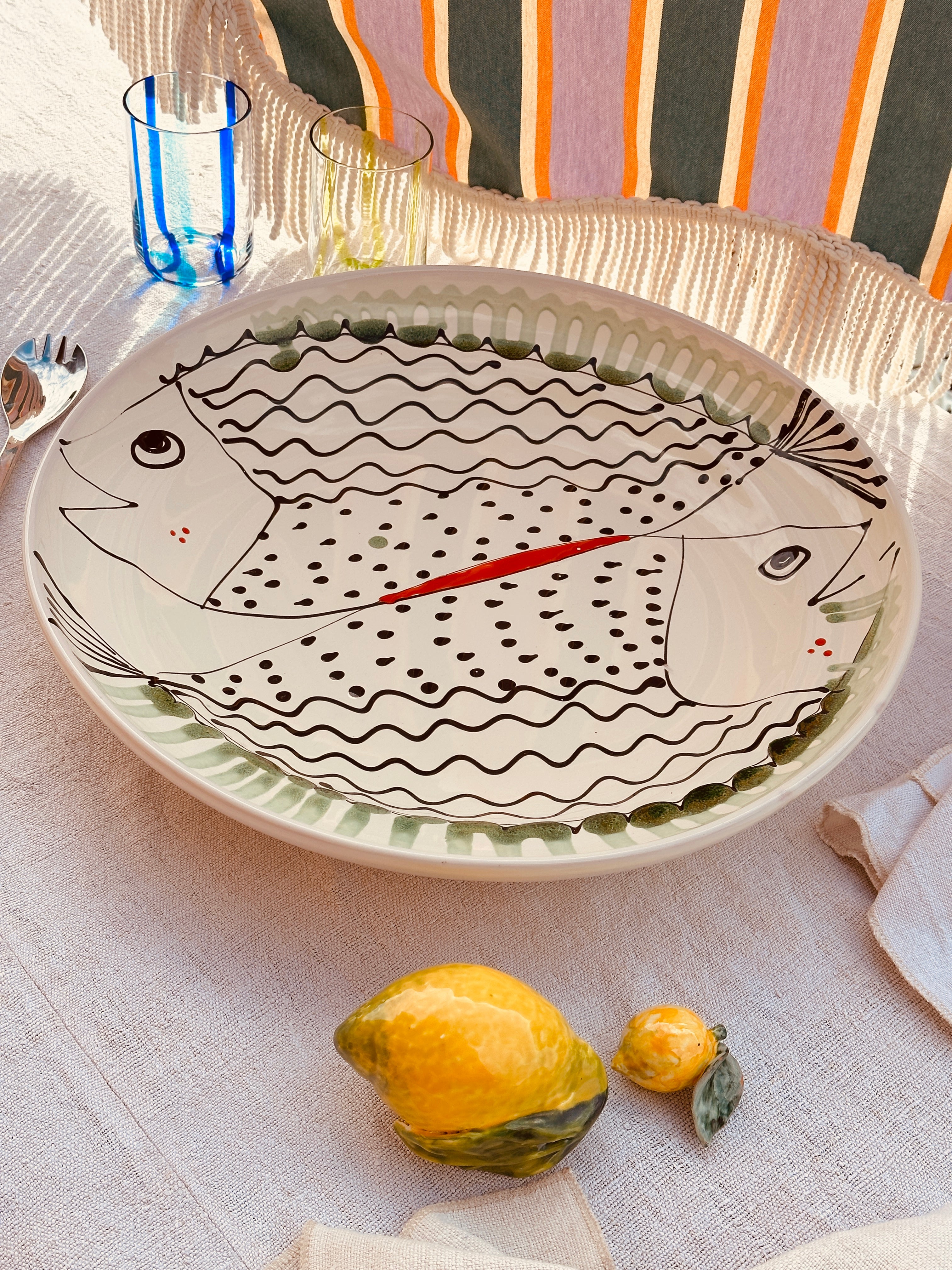 große Psychodelic Schale - 42cm "Picasso Pesce"