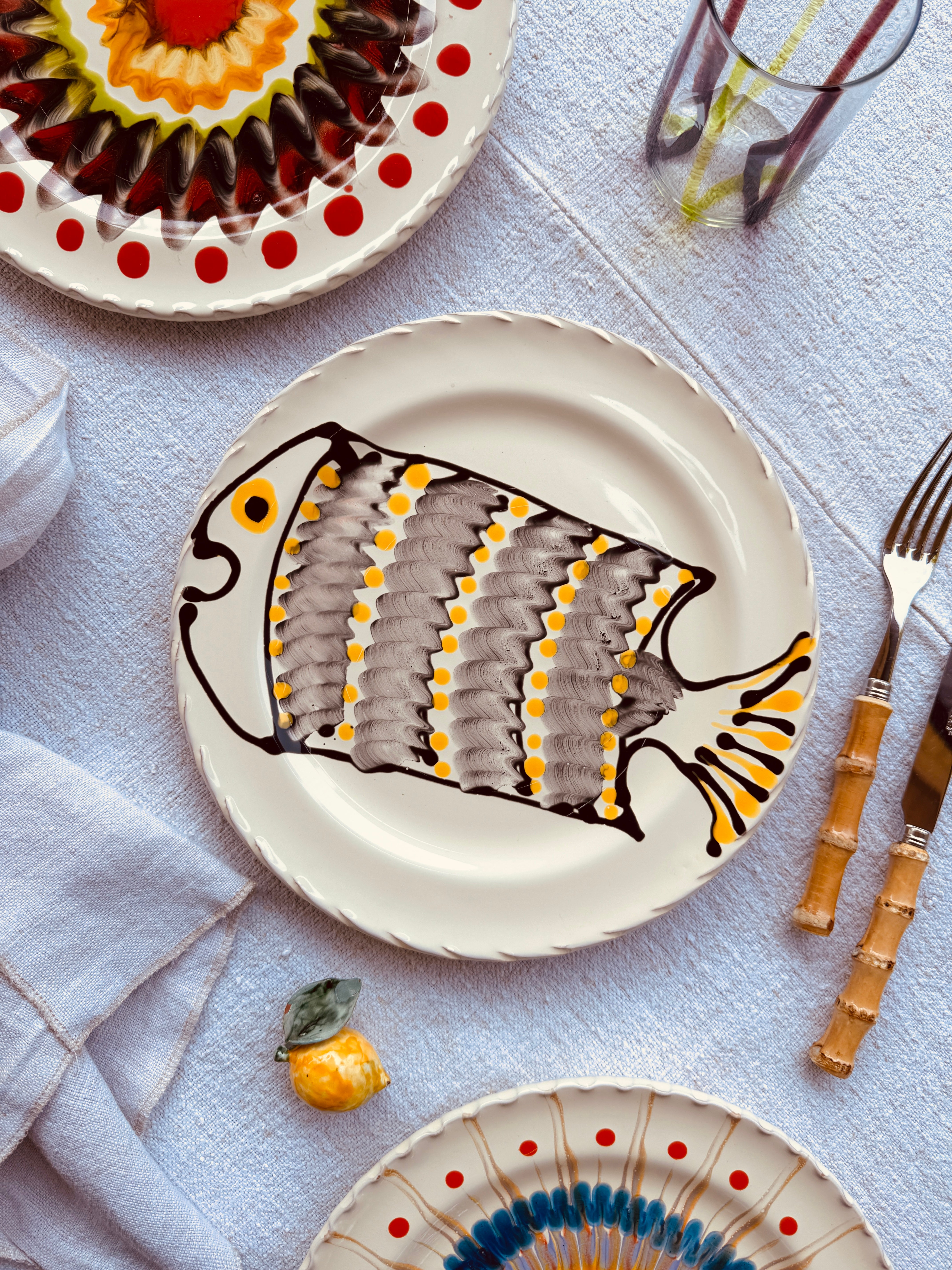 Dinner Plate - 27cm "Unique Art Pieces by Studio Riviera" Handmade Ceramic from Puglia