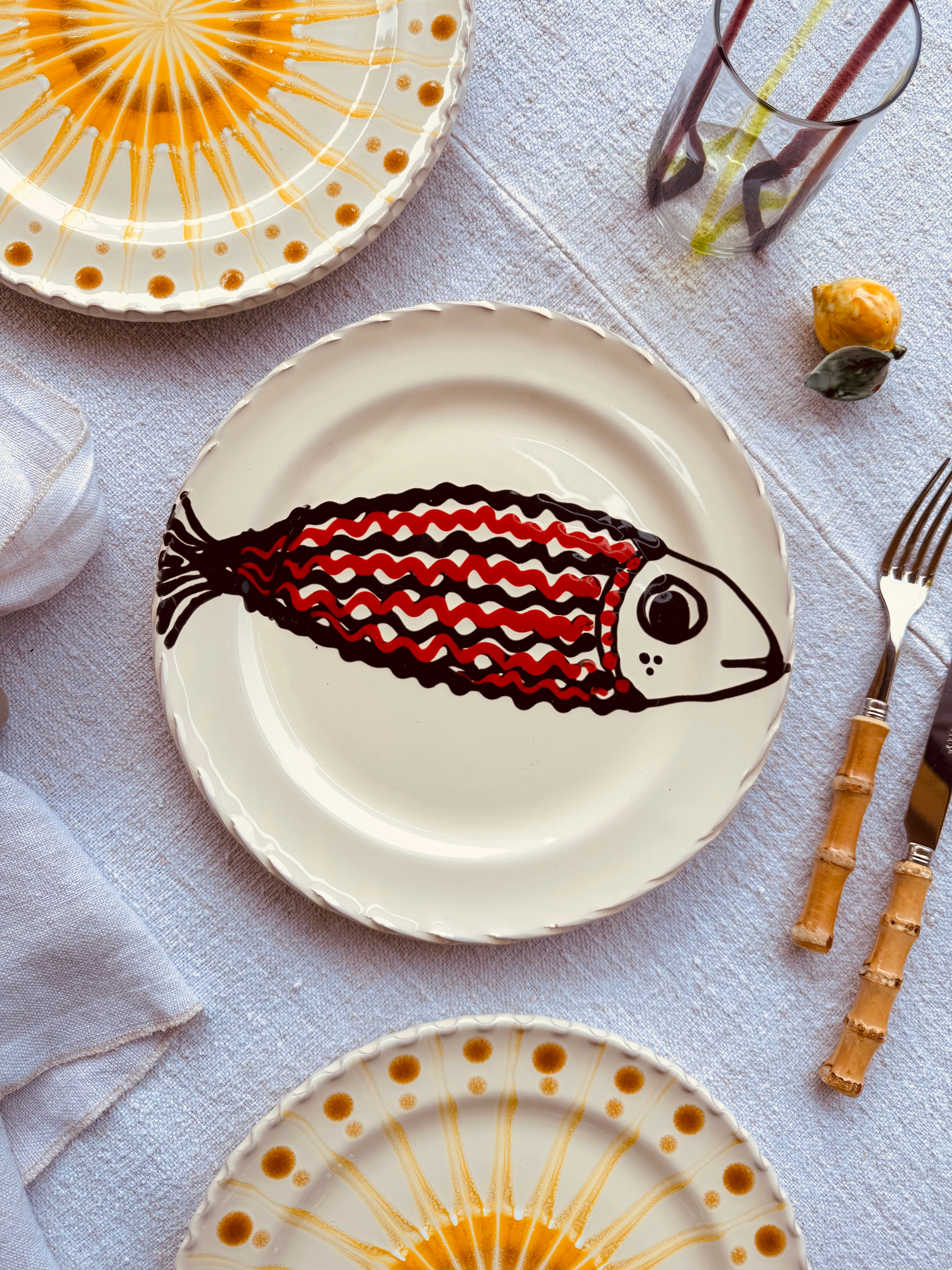Dinner Plate - 27cm "Unique Art Pieces by Studio Riviera" Handmade Ceramic from Puglia