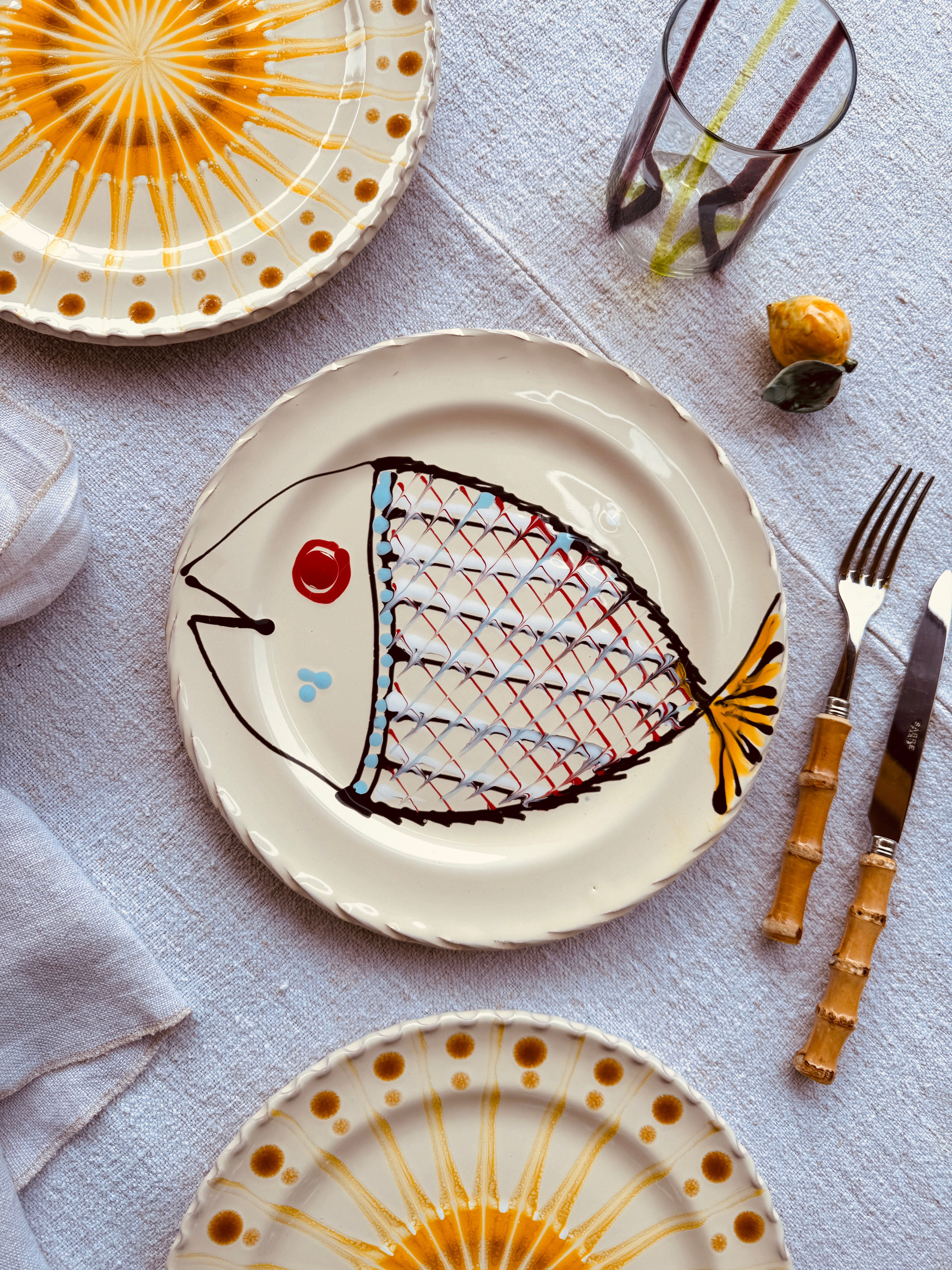 Dinner Plate - 27cm "Unique Art Pieces by Studio Riviera" Handmade Ceramic from Puglia