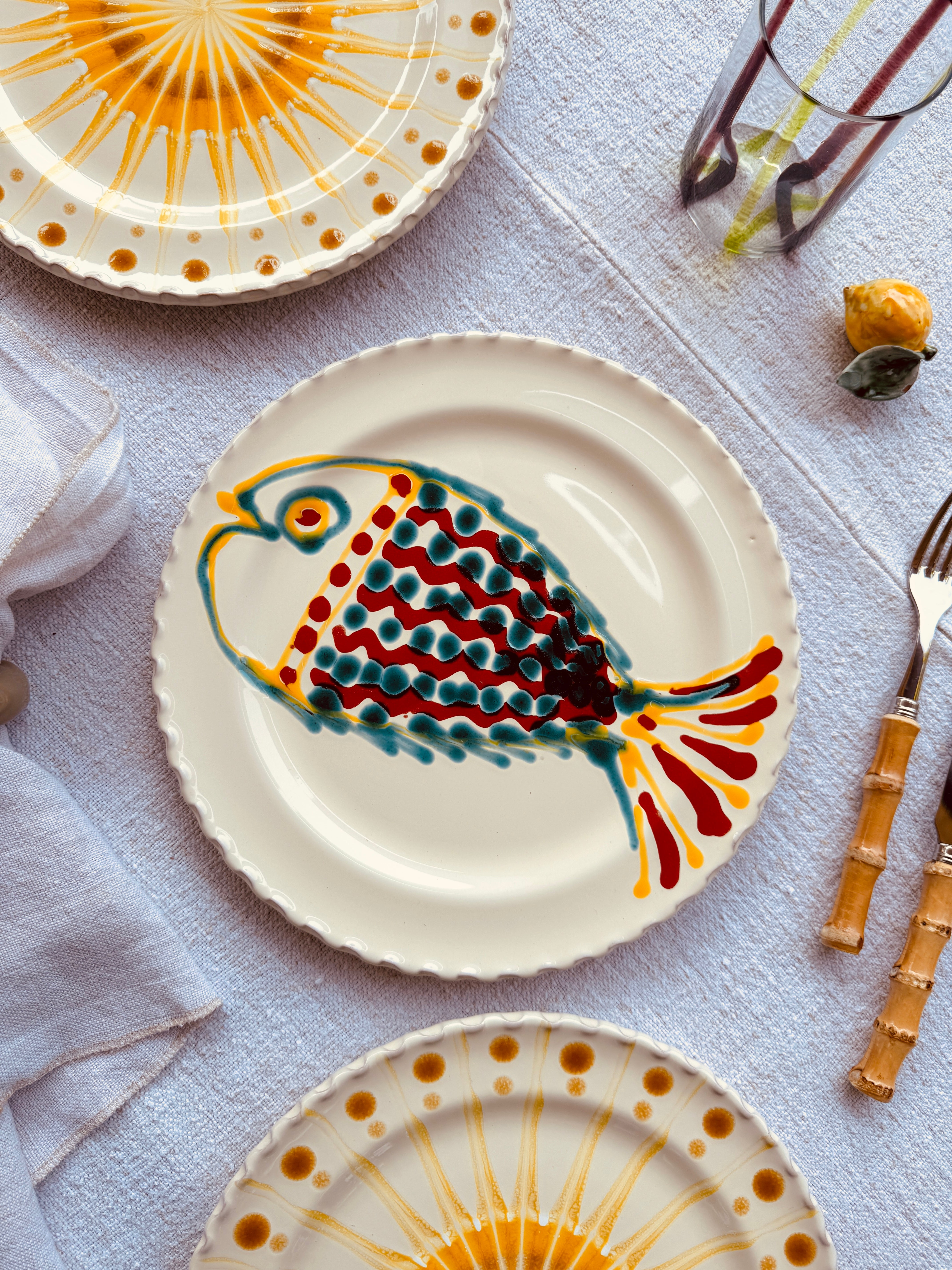 Dinner Plate - 27cm "Unique Art Pieces by Studio Riviera" Handmade Ceramic from Puglia
