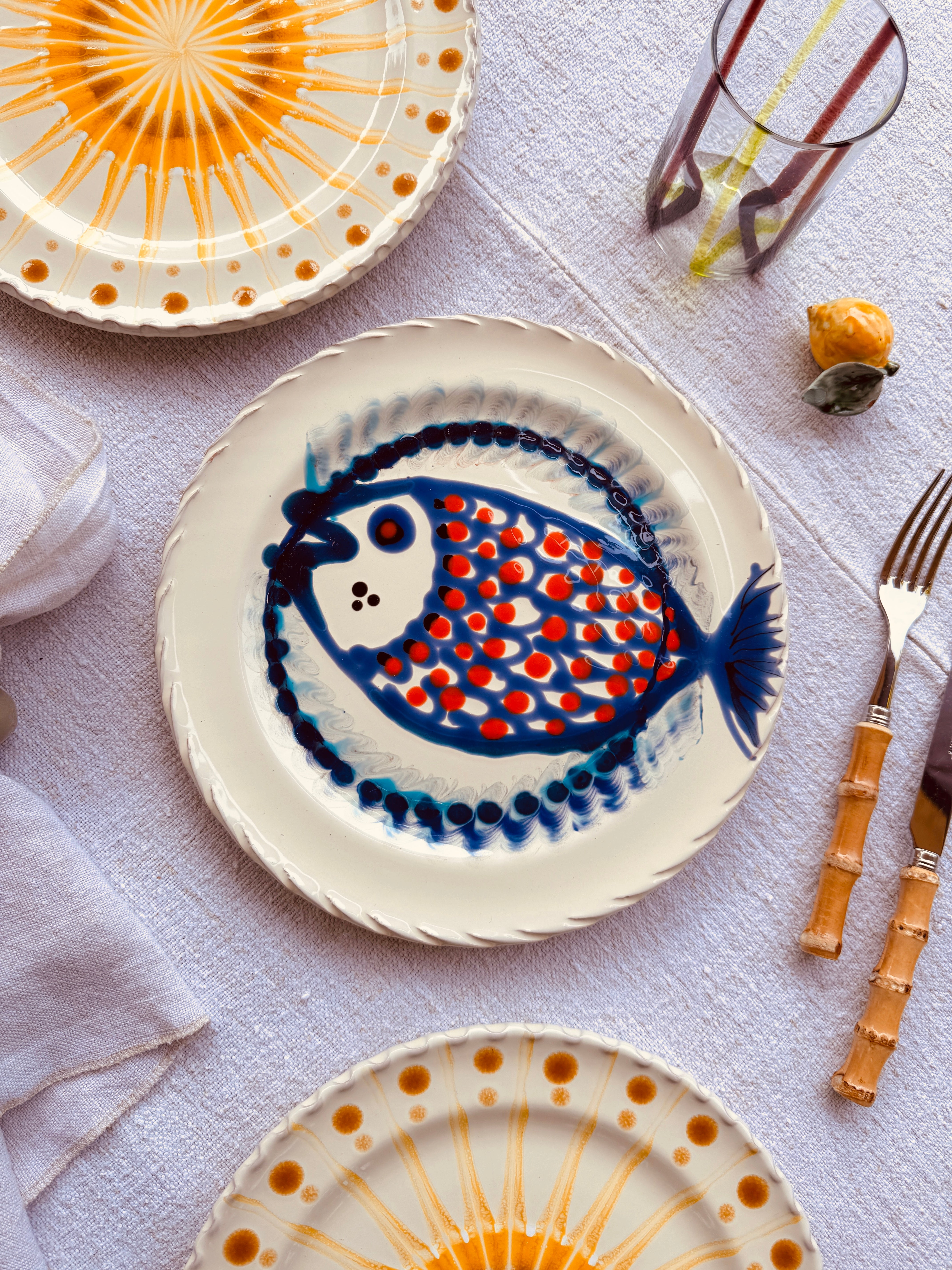 Dinner Plate - 27cm "Unique Art Pieces by Studio Riviera" Handmade Ceramic from Puglia