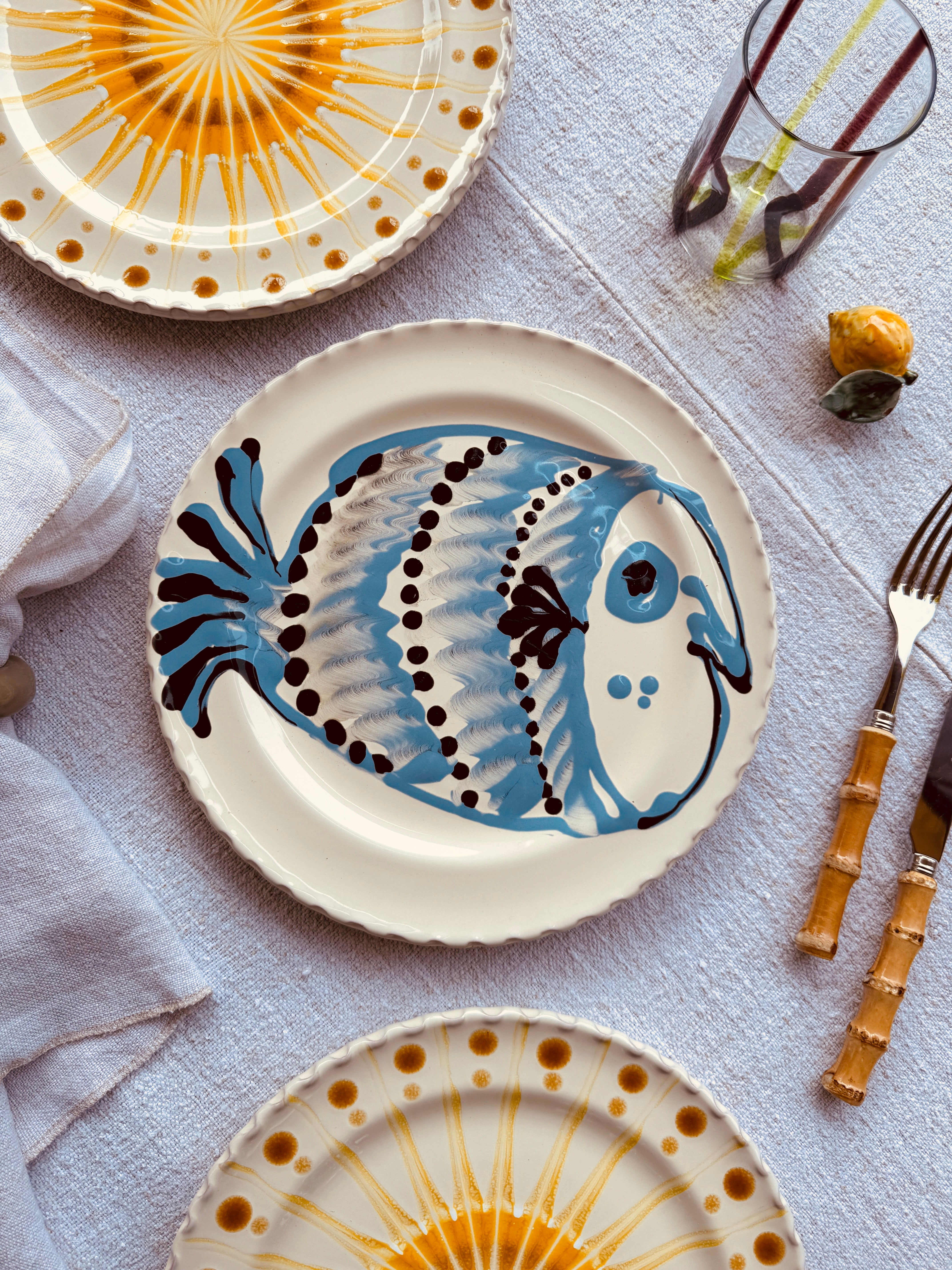 Dinner Plate - 27cm "Unique Art Pieces by Studio Riviera" Handmade Ceramic from Puglia