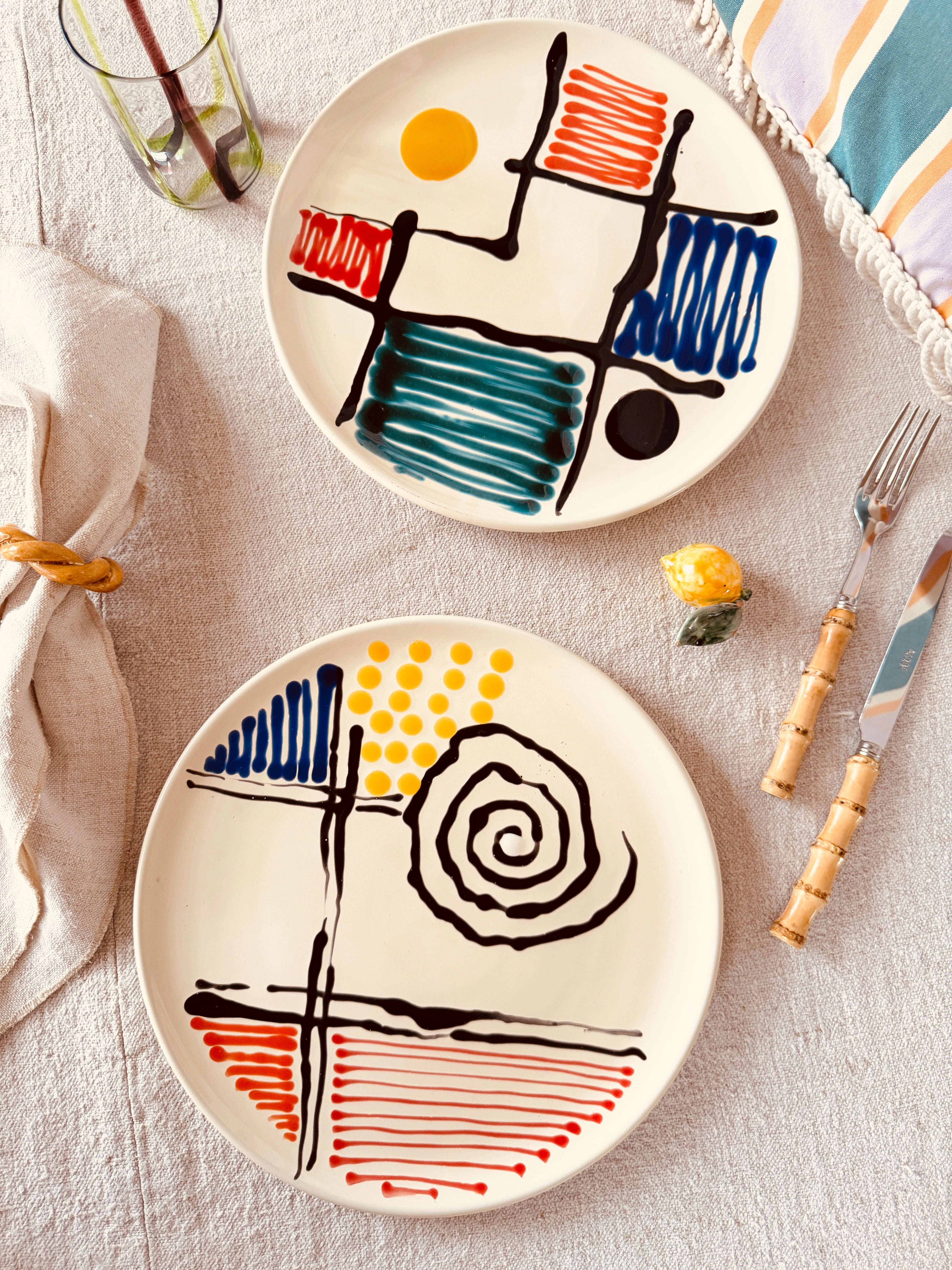 großer Teller 30cm "Unique Art Piece" 2er Set