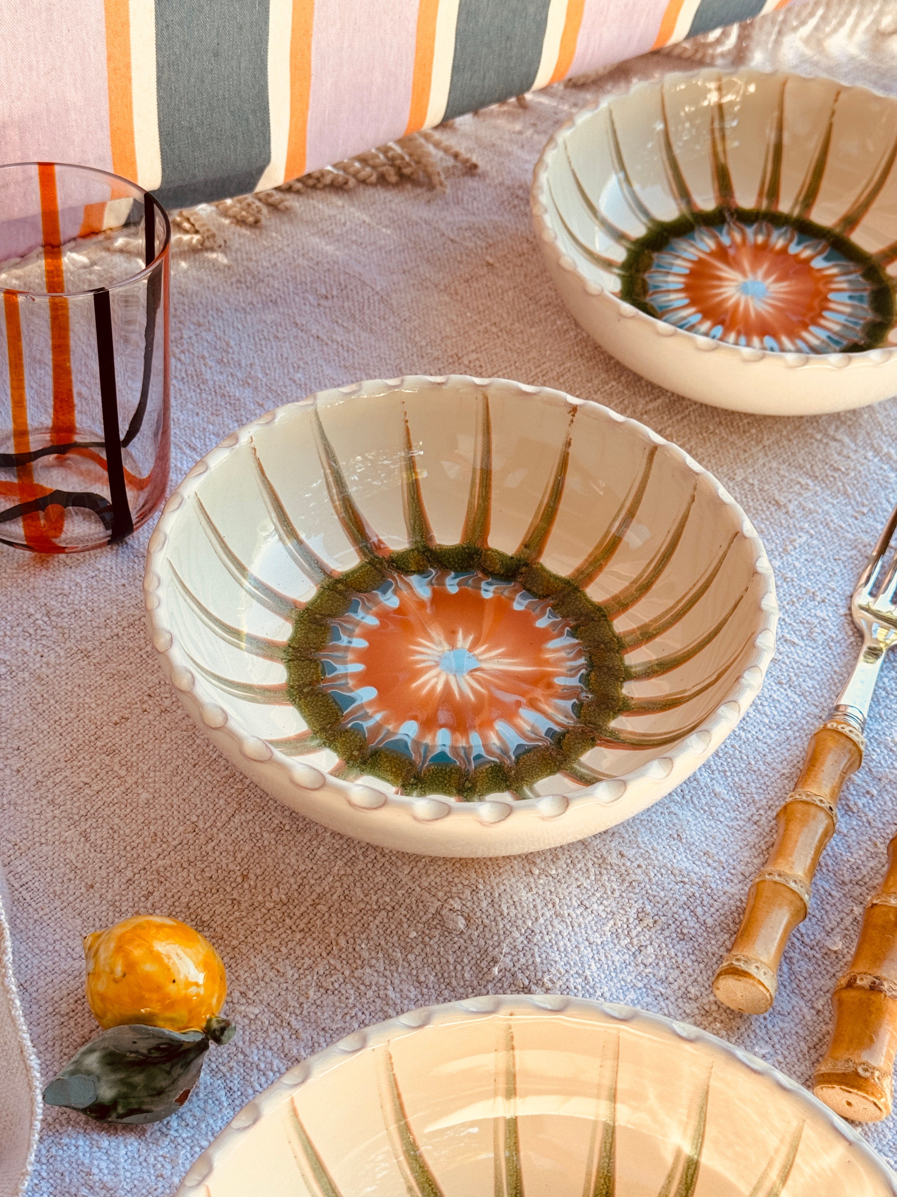 Handgefertigte Keramik Pasta Bowl 19 cm | Psychodelic Kollektion