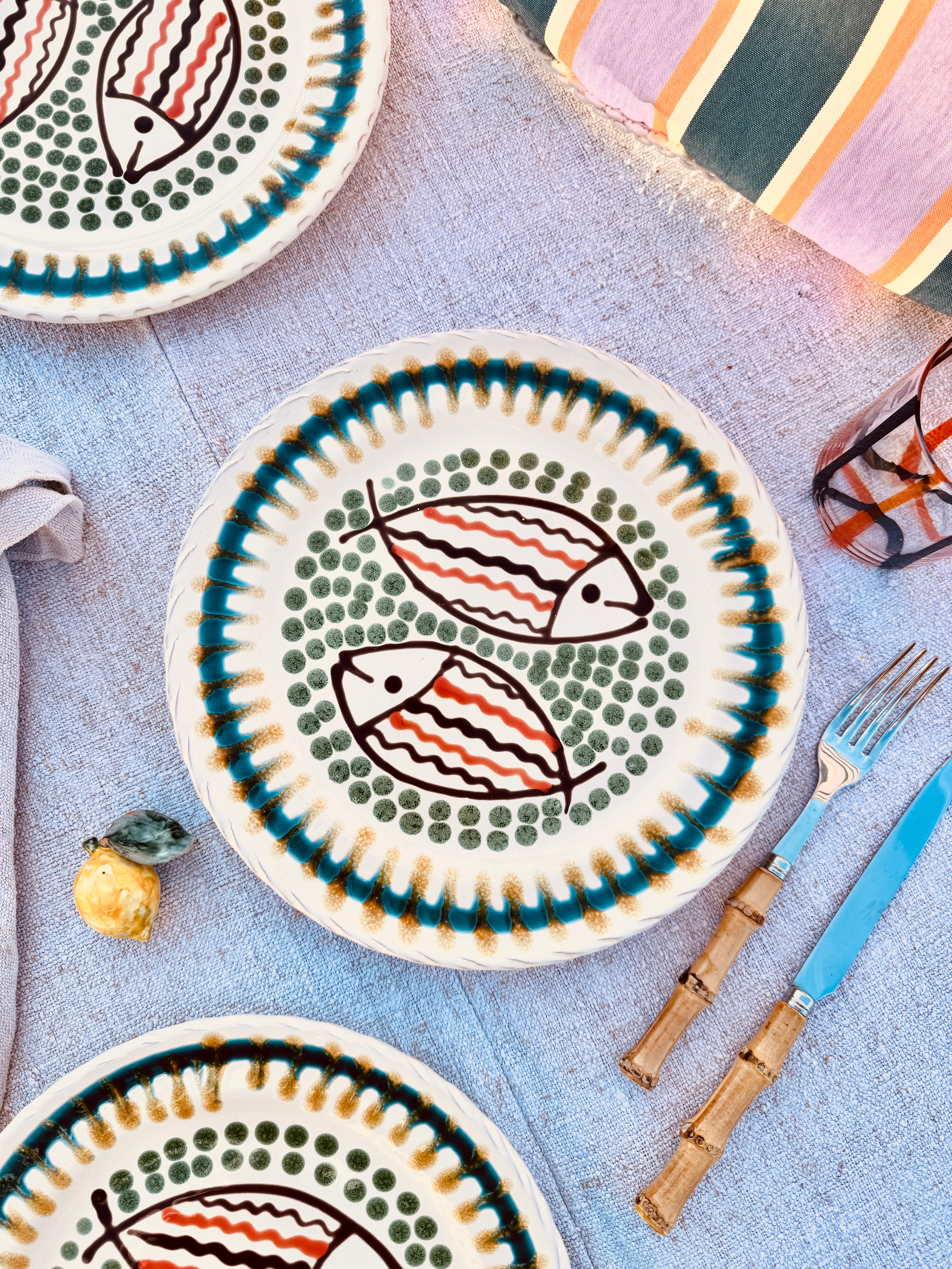 Dinner Plate - 27cm "Grand Hotel Riviera Mare" - Handmade Ceramic from Puglia