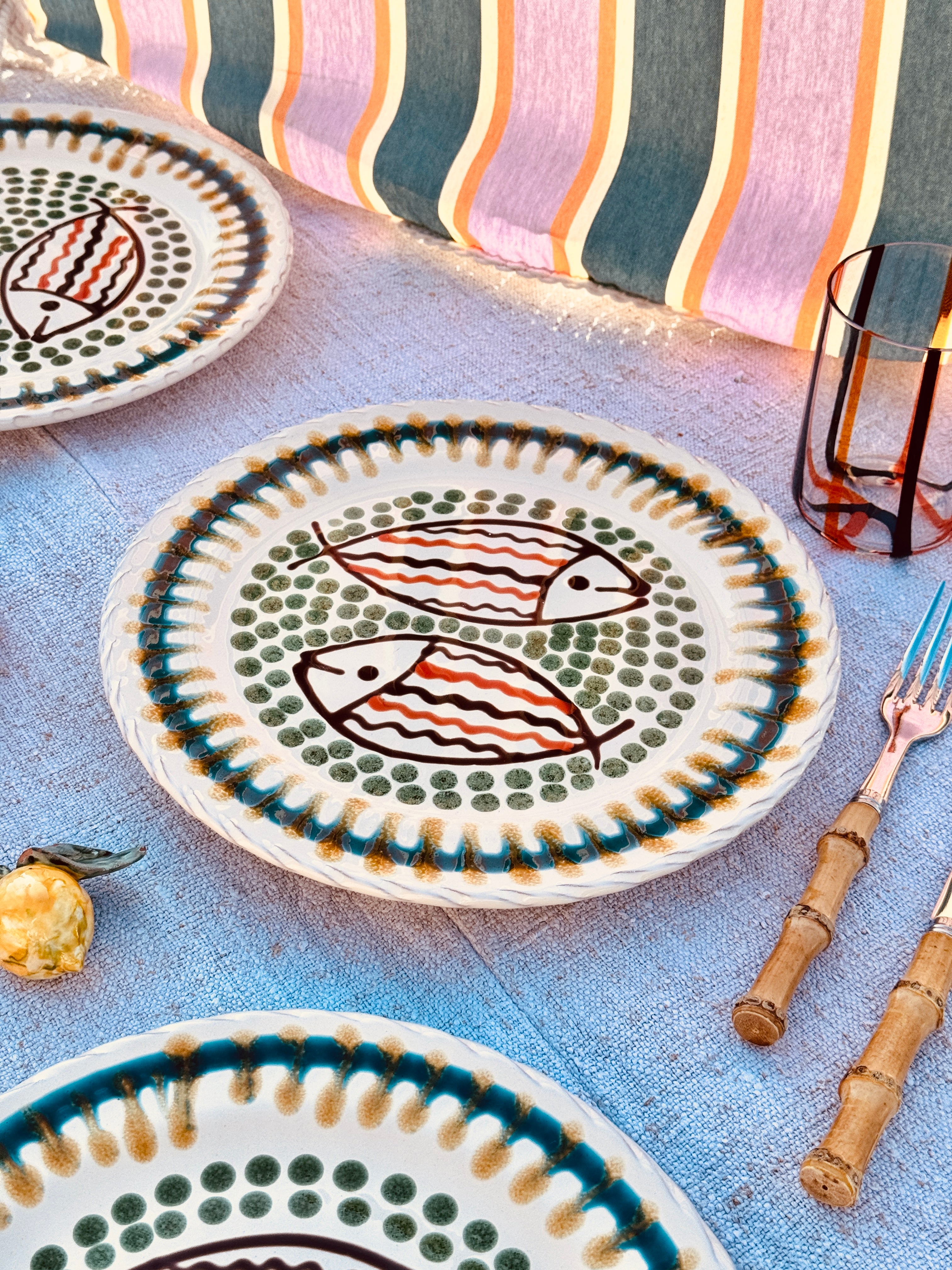 Dinner Plate - 27cm "Grand Hotel Riviera Mare" - Handmade Ceramic from Puglia