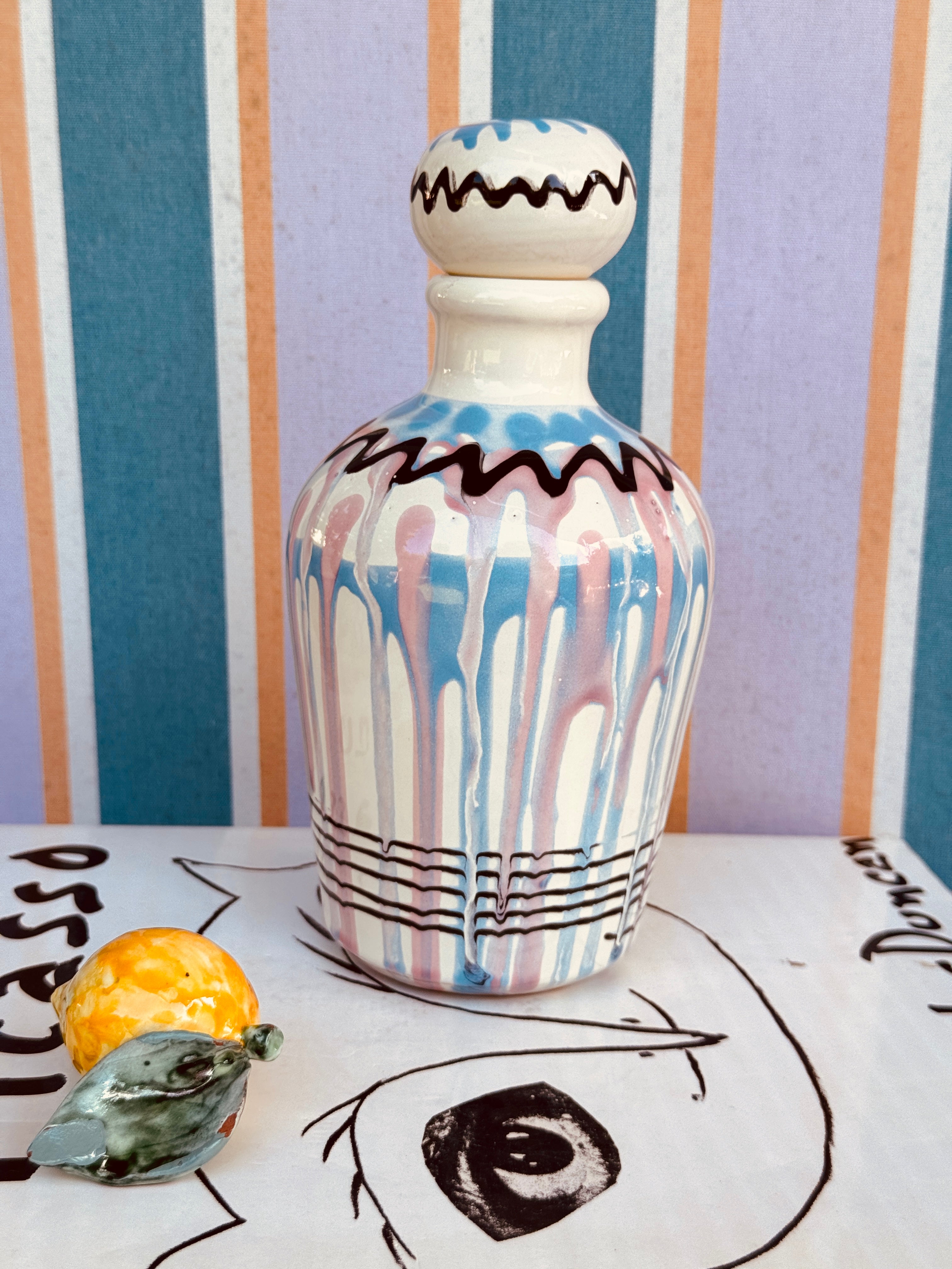Handgefertigte Keramik Olivenölflasche 22,5 cm | Unikat aus Italien