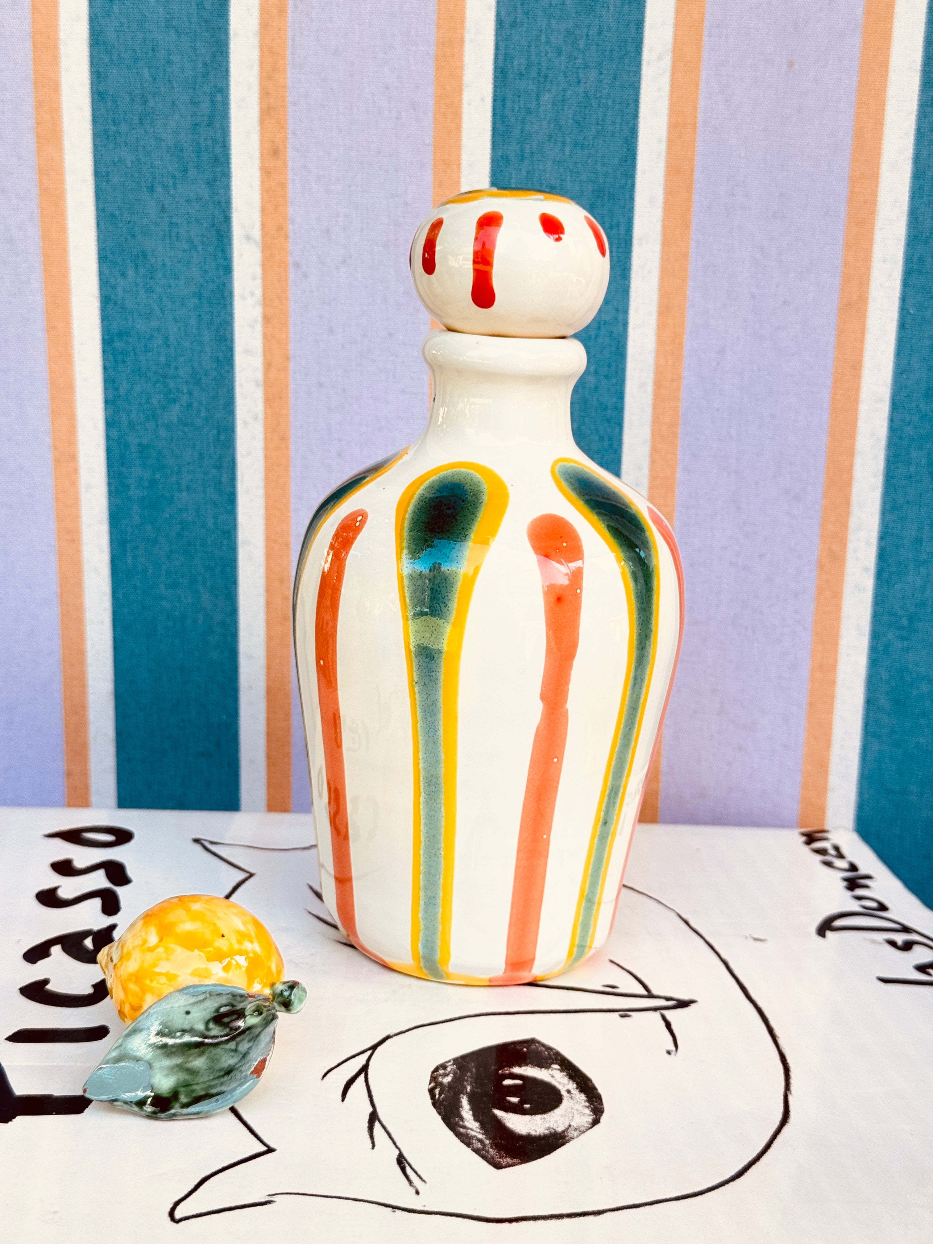 Handgefertigte Keramik Olivenölflasche 22,5 cm | Unikat aus Italien