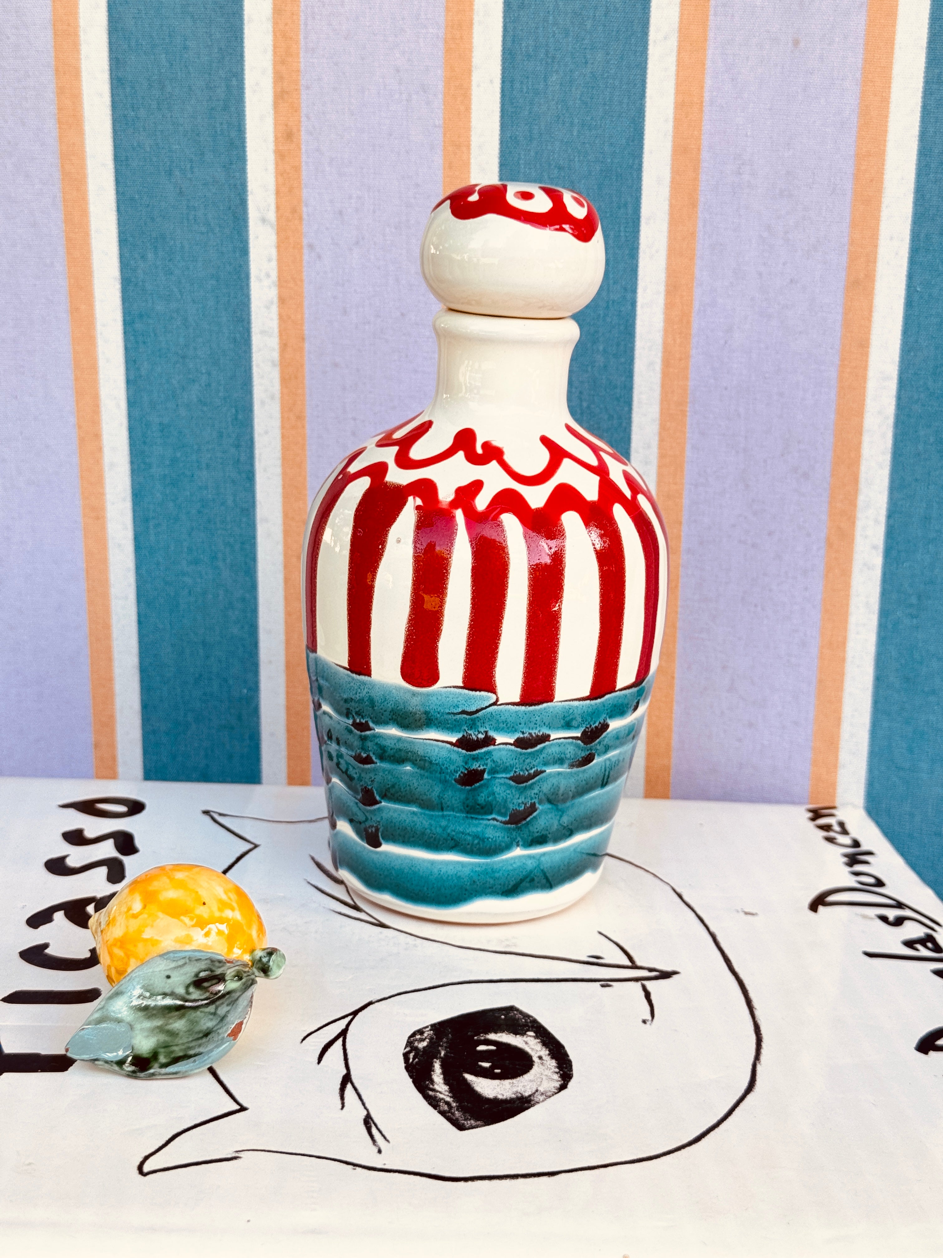 Handgefertigte Keramik Olivenölflasche 22,5 cm | Unikat aus Italien