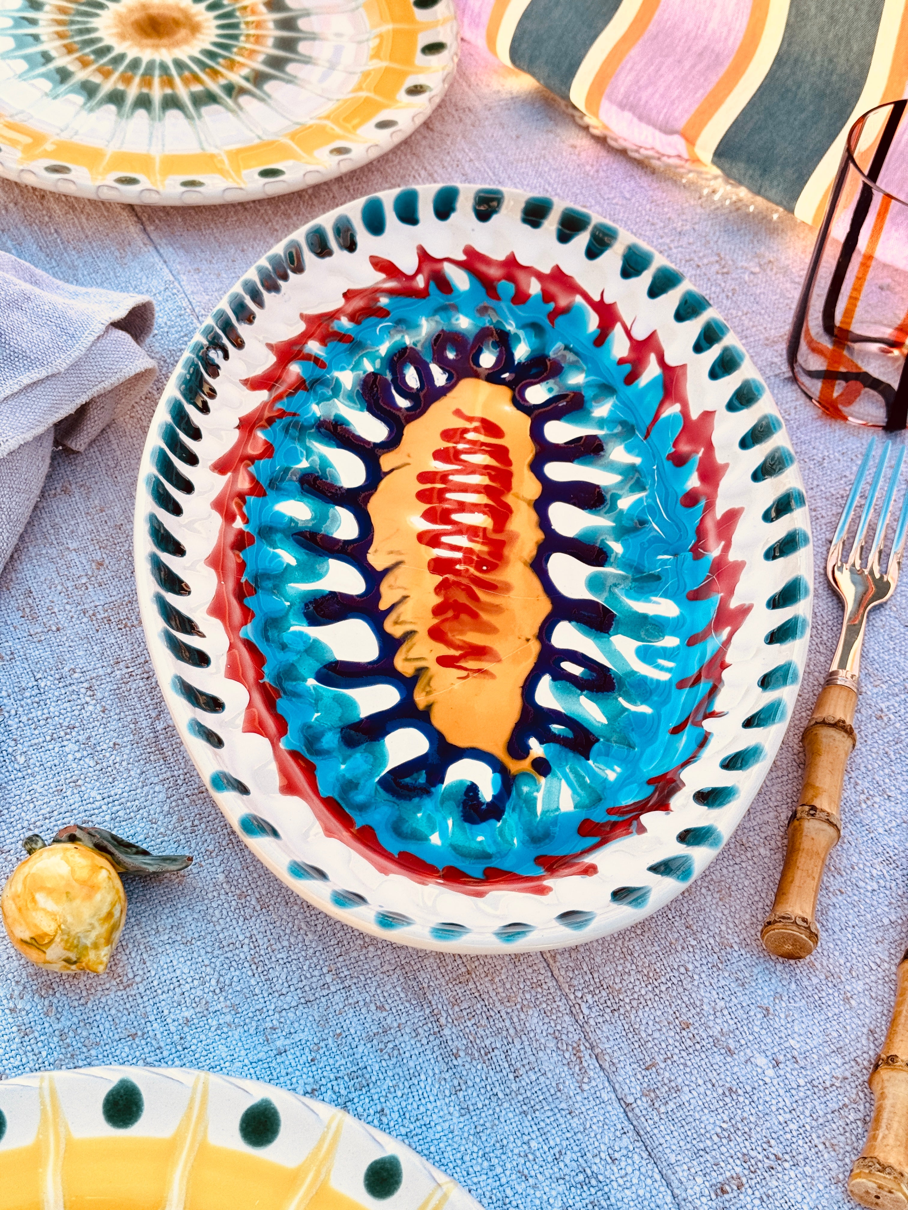 ! Einzelstück ! ovale Servierplatte 35X23cm - nur 1 x erhältlich - handgemacht in Apulien