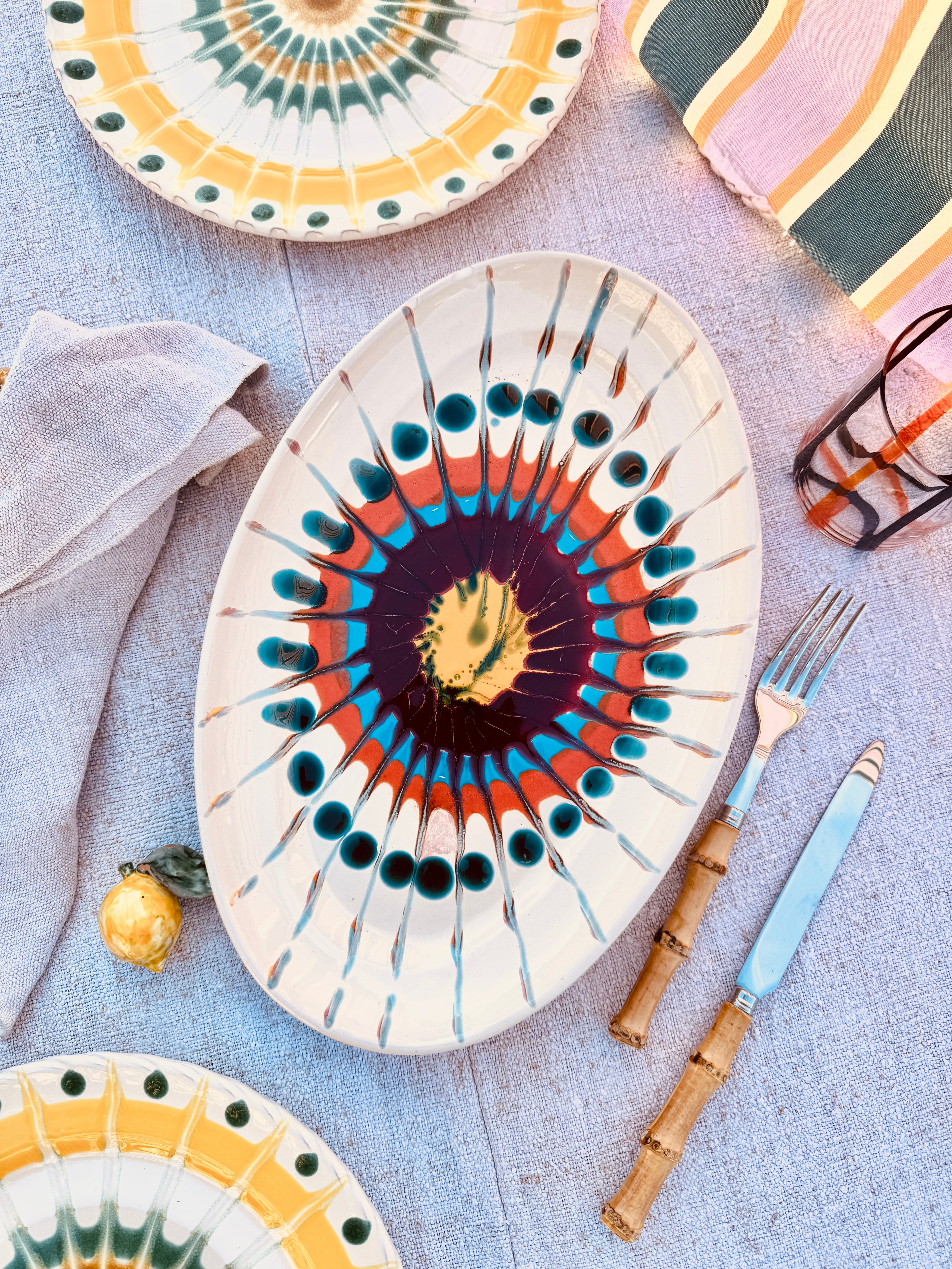 ! Einzelstück ! ovale Servierplatte 35X23cm - nur 1 x erhältlich - handgemacht in Apulien