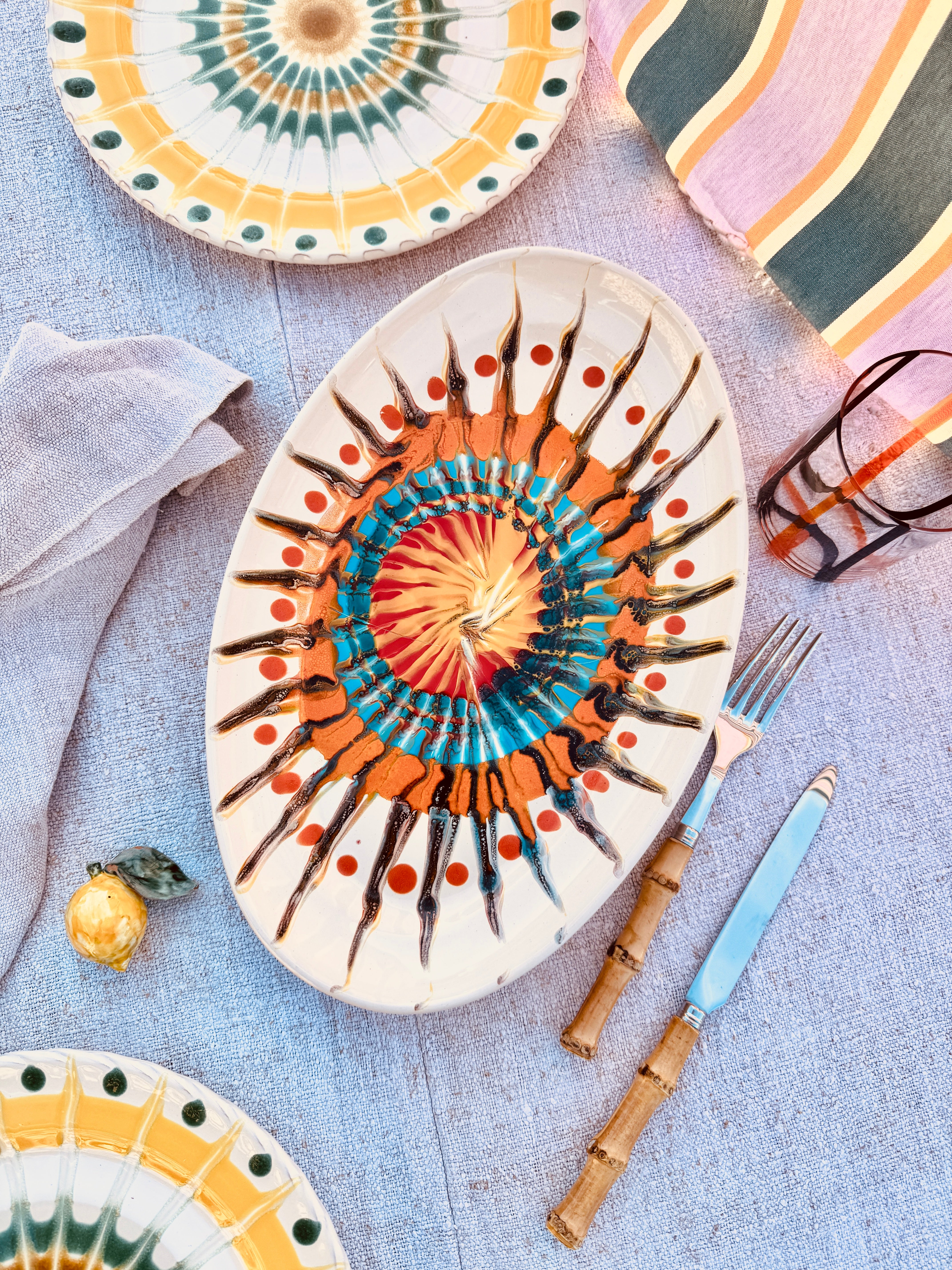 ! Einzelstück ! ovale Servierplatte 35X23cm - nur 1 x erhältlich - handgemacht in Apulien