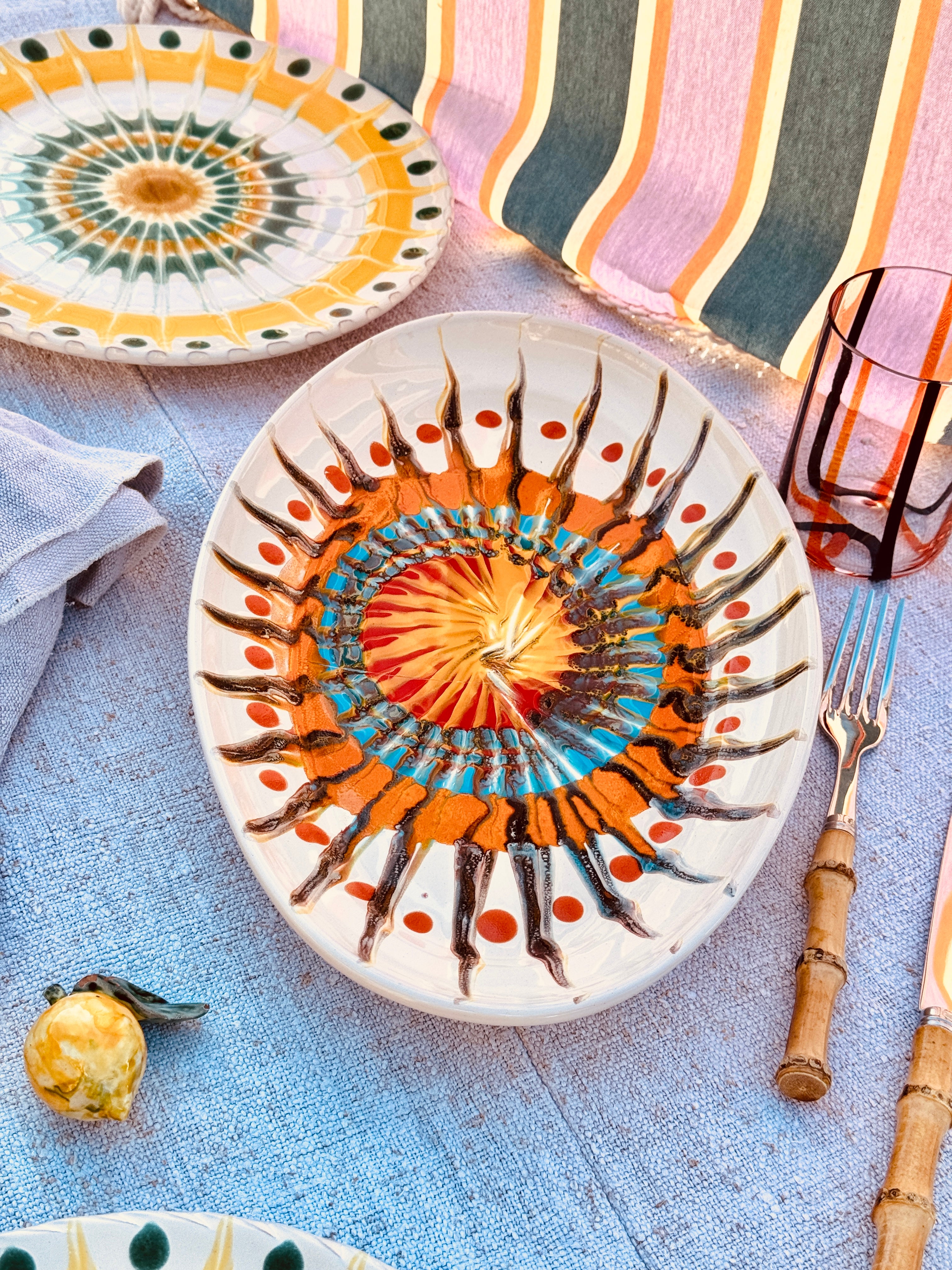 ! Einzelstück ! ovale Servierplatte 35X23cm - nur 1 x erhältlich - handgemacht in Apulien