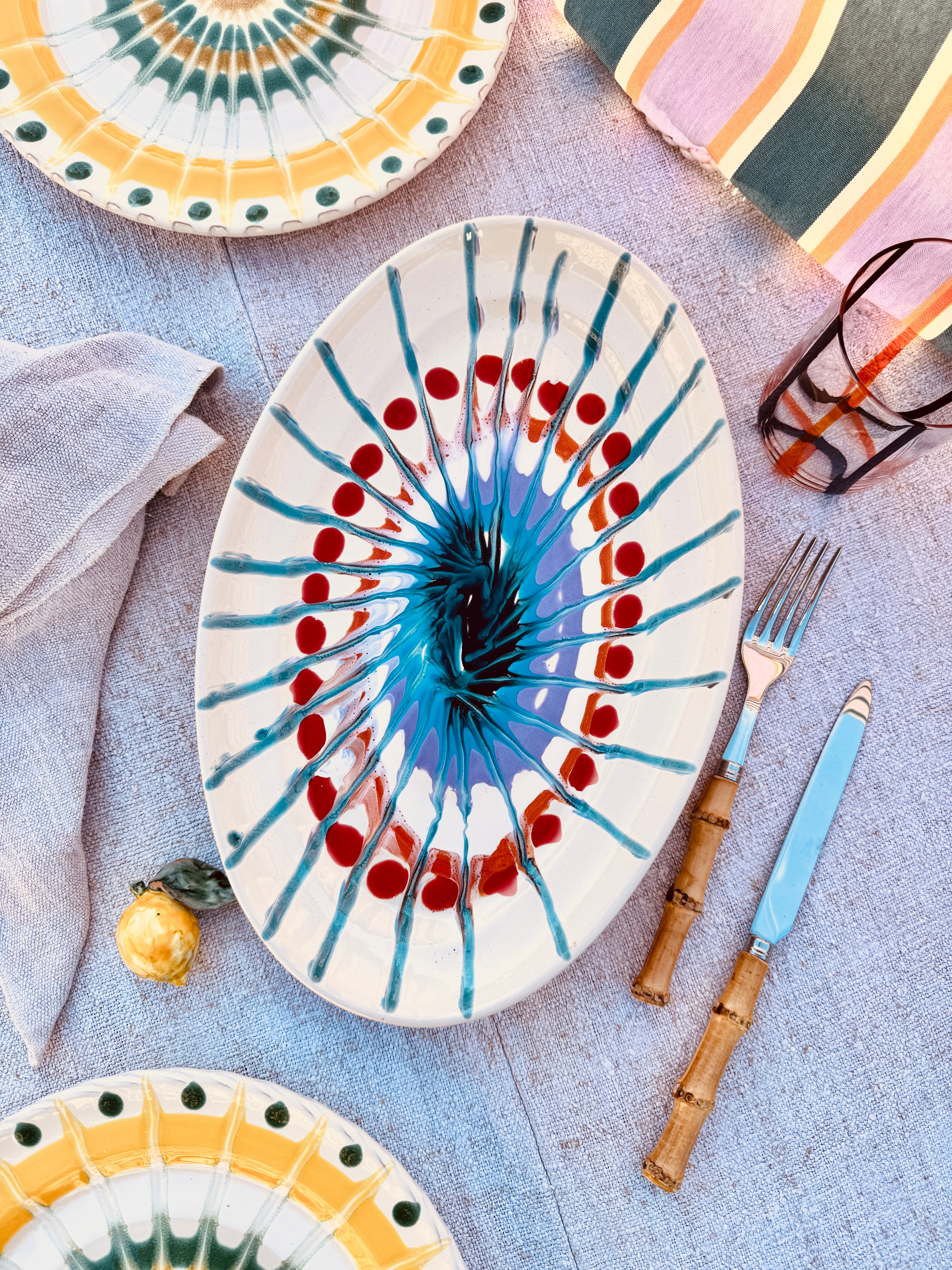 ! Einzelstück ! ovale Servierplatte 35X23cm - nur 1 x erhältlich - handgemacht in Apulien