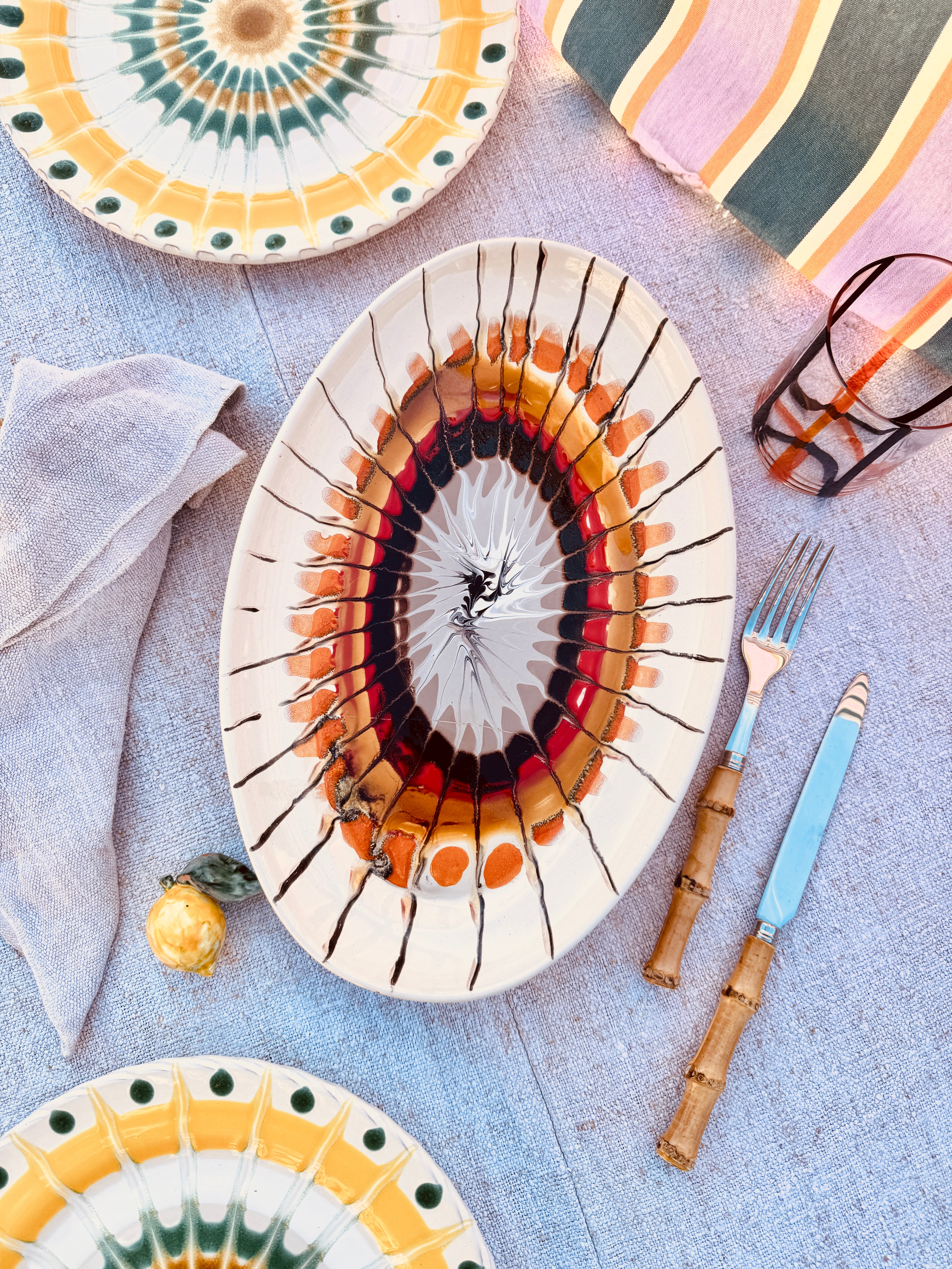 ! Einzelstück ! ovale Servierplatte 35X23cm - nur 1 x erhältlich - handgemacht in Apulien