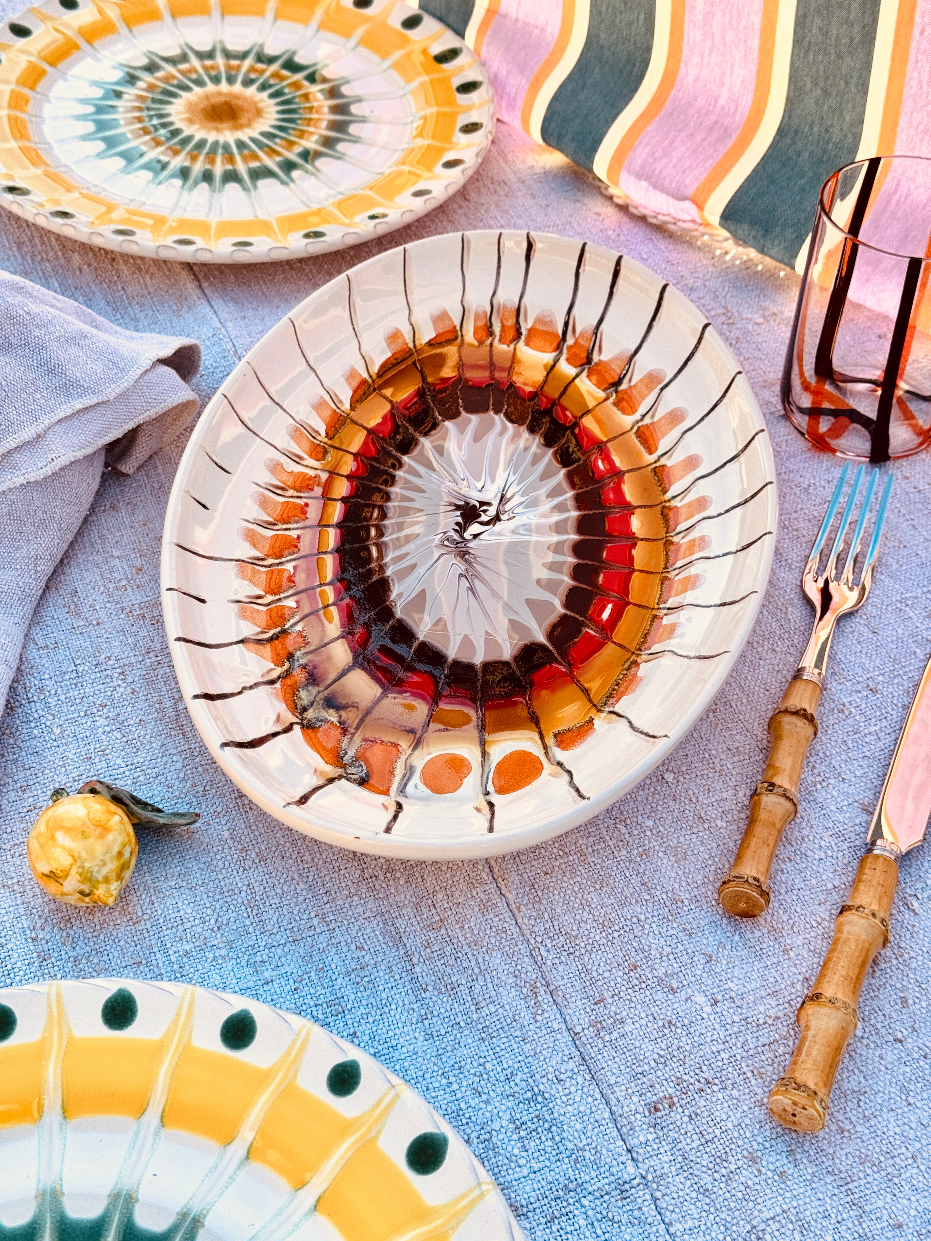 ! Einzelstück ! ovale Servierplatte 35X23cm - nur 1 x erhältlich - handgemacht in Apulien