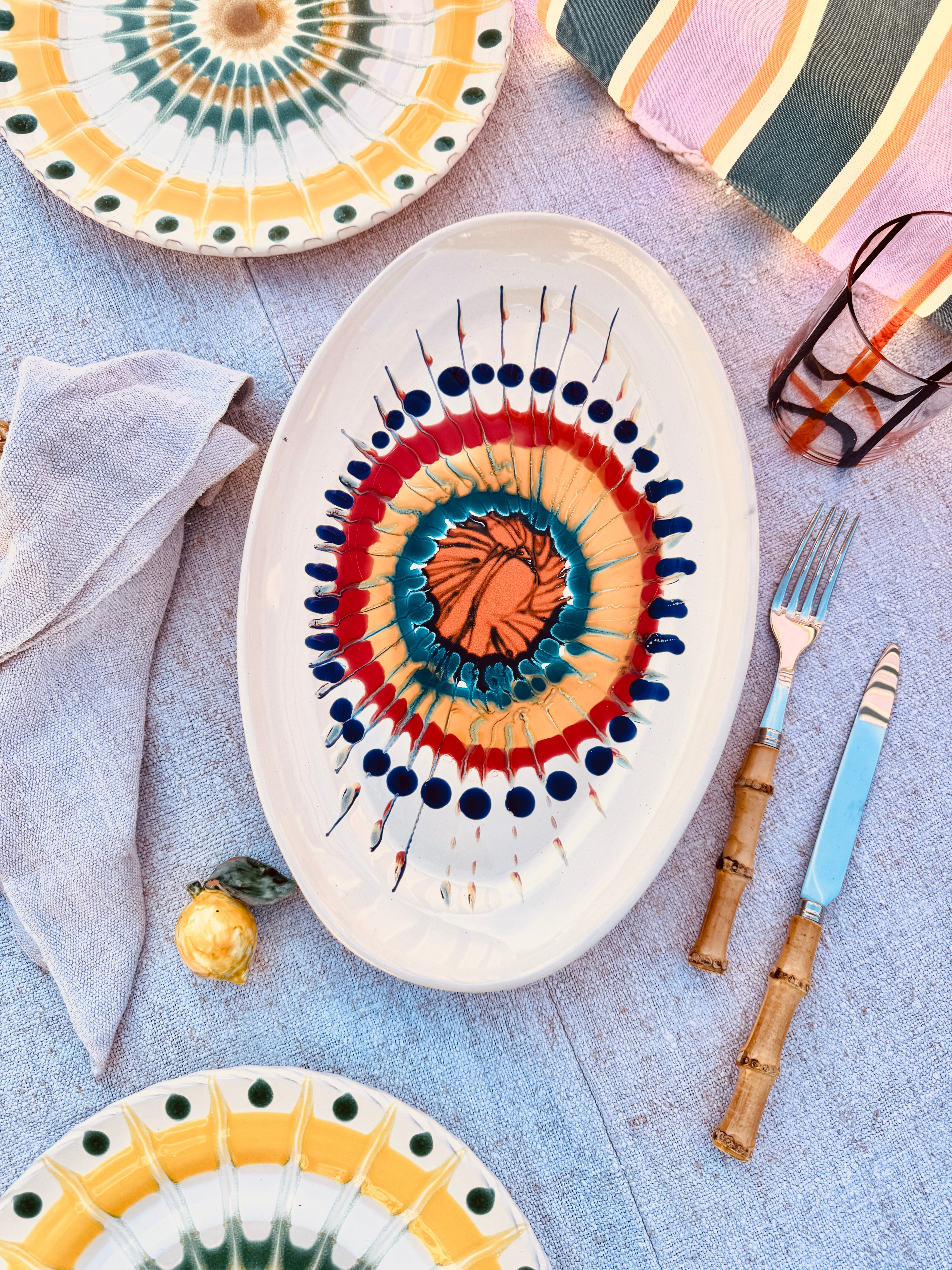 ! Einzelstück ! ovale Servierplatte 35X23cm - nur 1 x erhältlich - handgemacht in Apulien