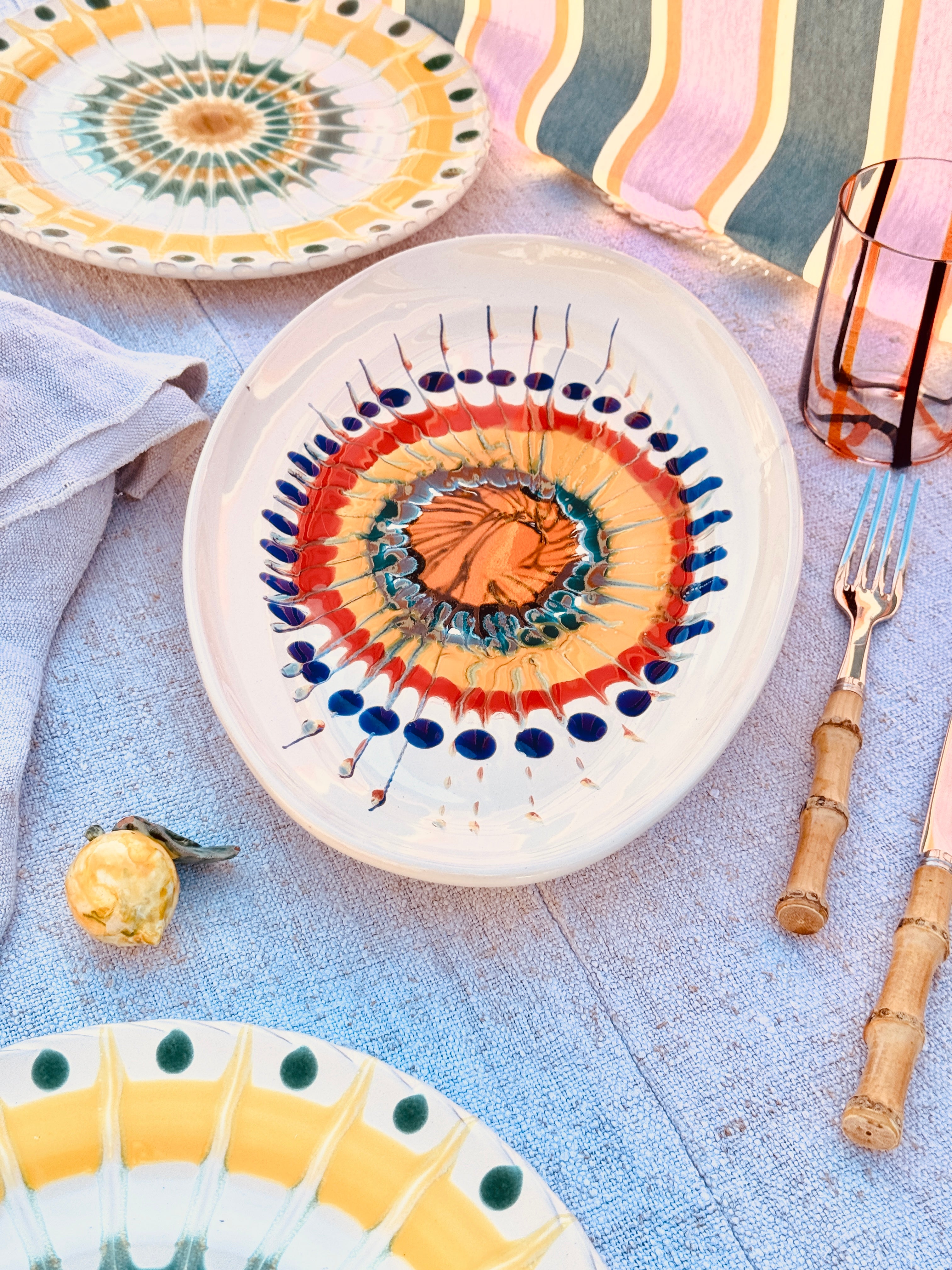 ! Einzelstück ! ovale Servierplatte 35X23cm - nur 1 x erhältlich - handgemacht in Apulien