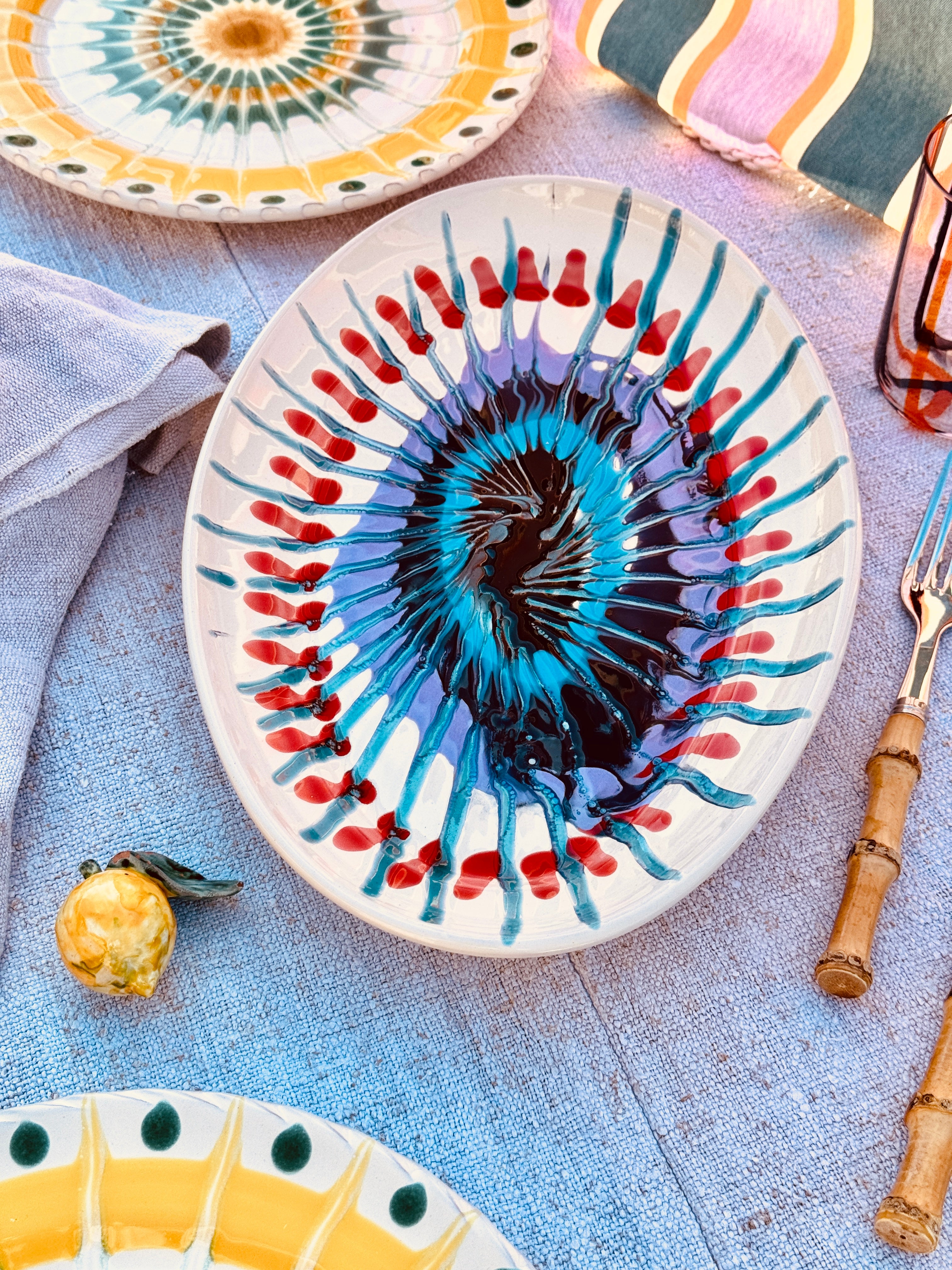 ! Einzelstück ! ovale Servierplatte 35X23cm - nur 1 x erhältlich - handgemacht in Apulien