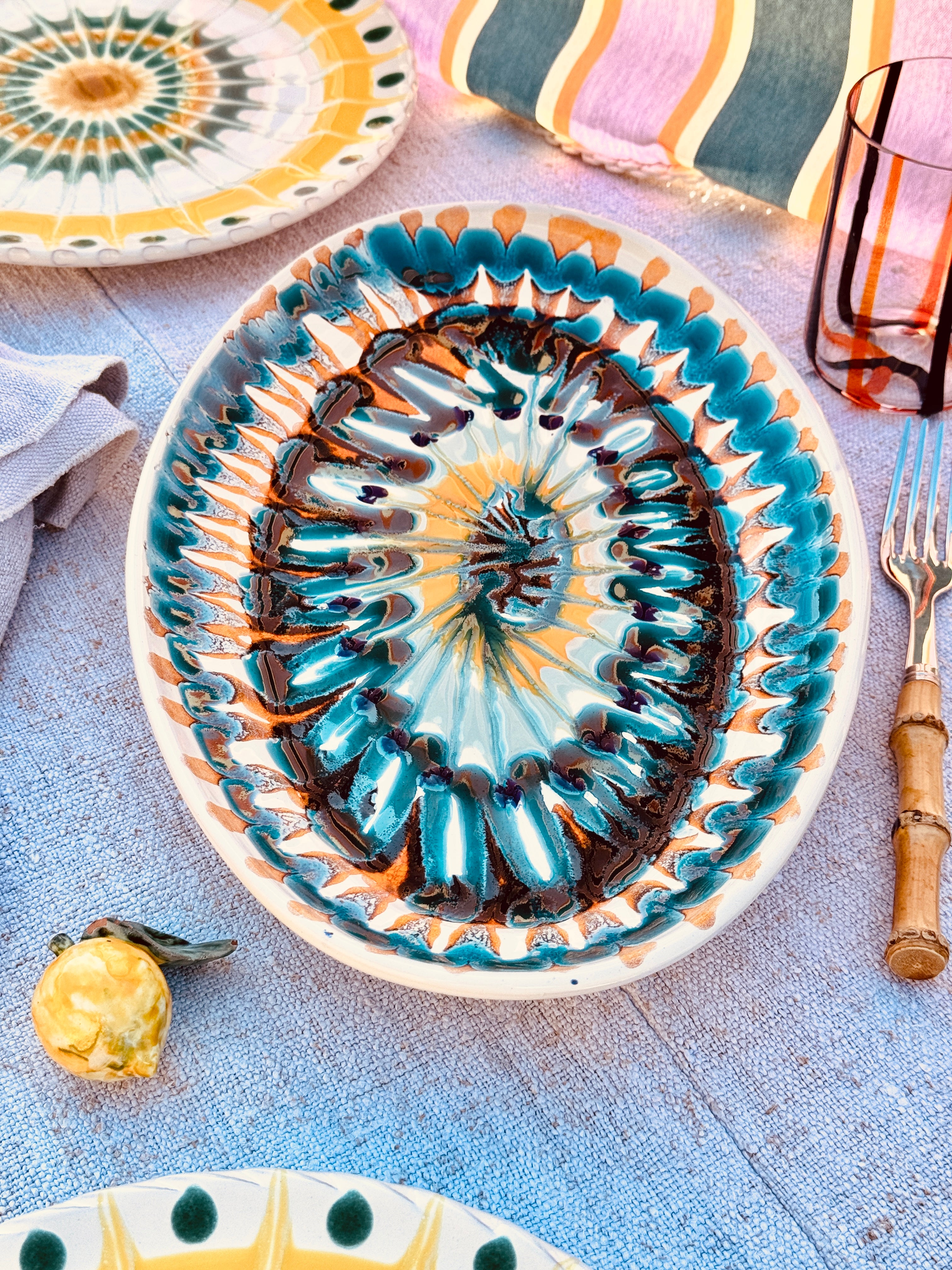 ! Einzelstück ! ovale Servierplatte 35X23cm - nur 1 x erhältlich - handgemacht in Apulien