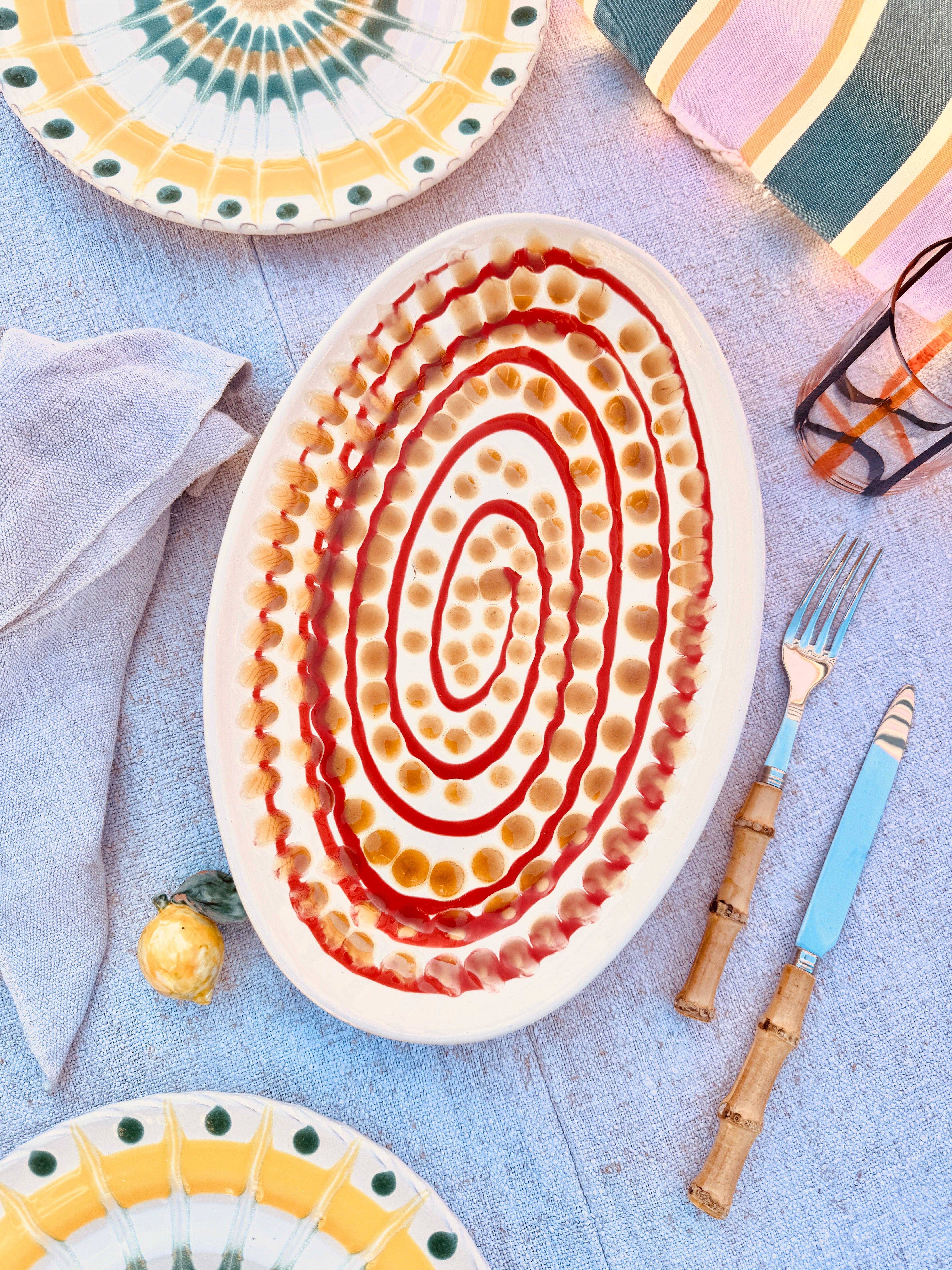 ! Einzelstück ! ovale Servierplatte 35X23cm - nur 1 x erhältlich - handgemacht in Apulien