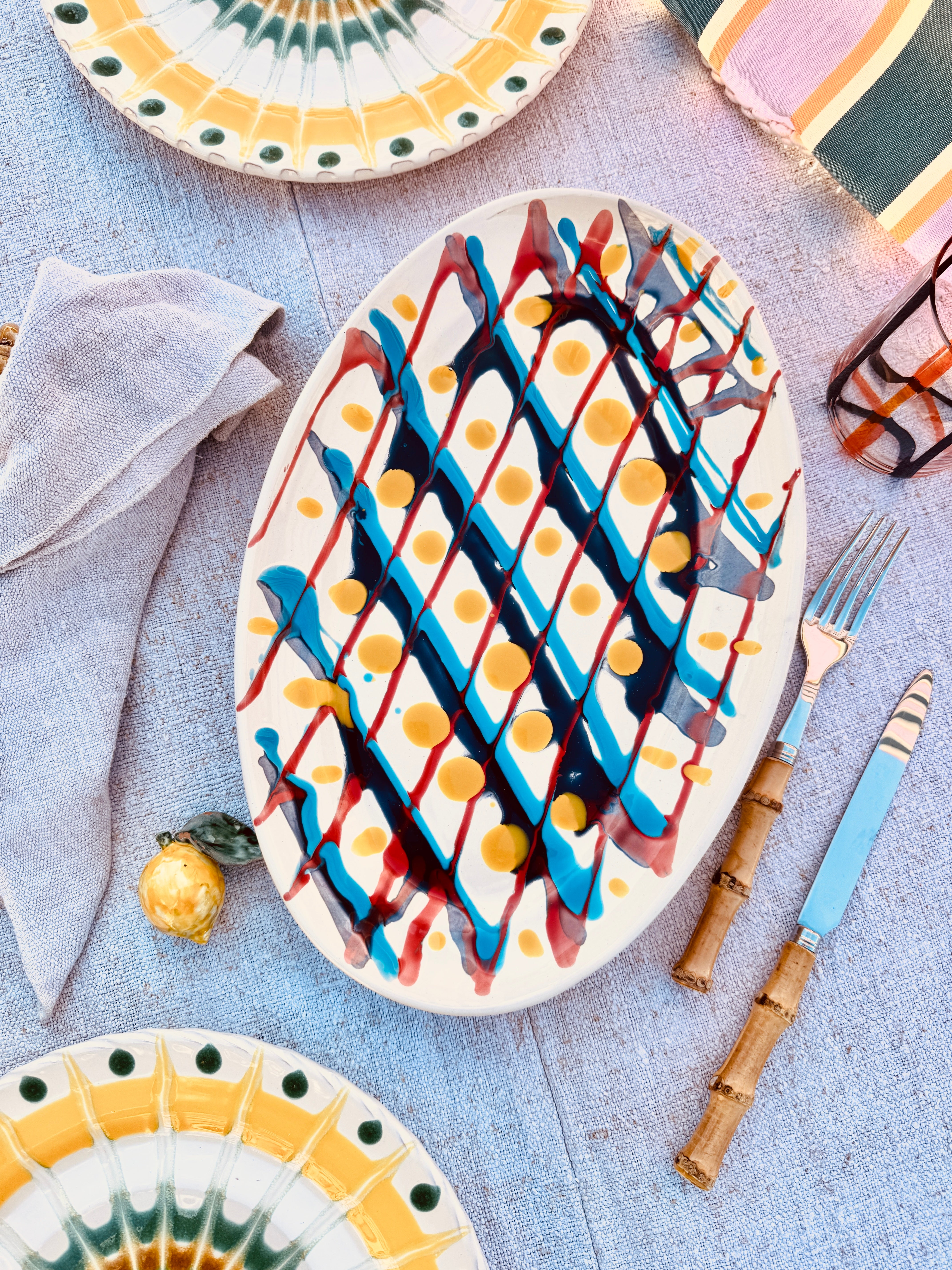 ! Einzelstück ! ovale Servierplatte 35X23cm - nur 1 x erhältlich - handgemacht in Apulien