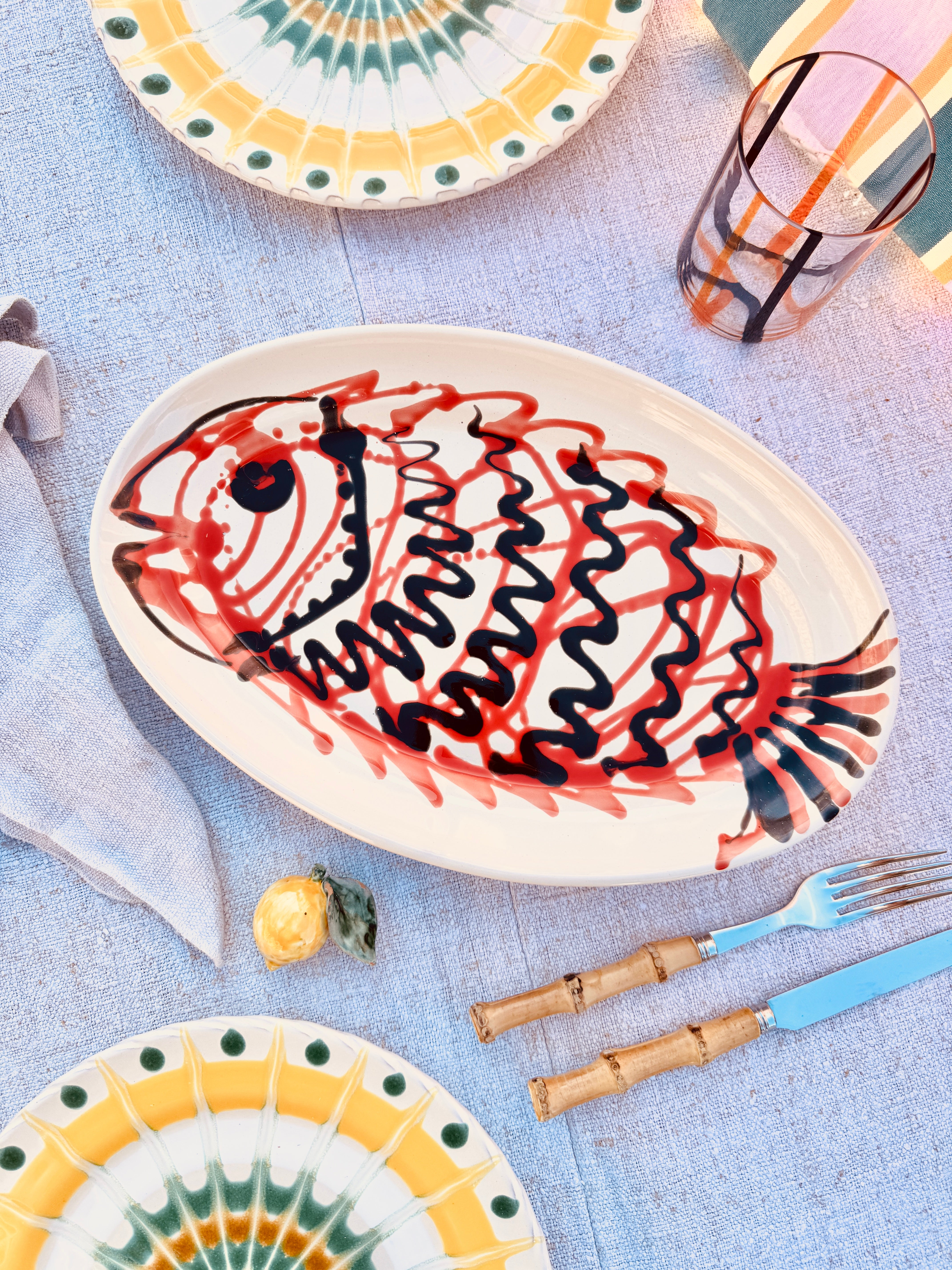 ! Einzelstück ! ovale Servierplatte 35X23cm - nur 1 x erhältlich - handgemacht in Apulien