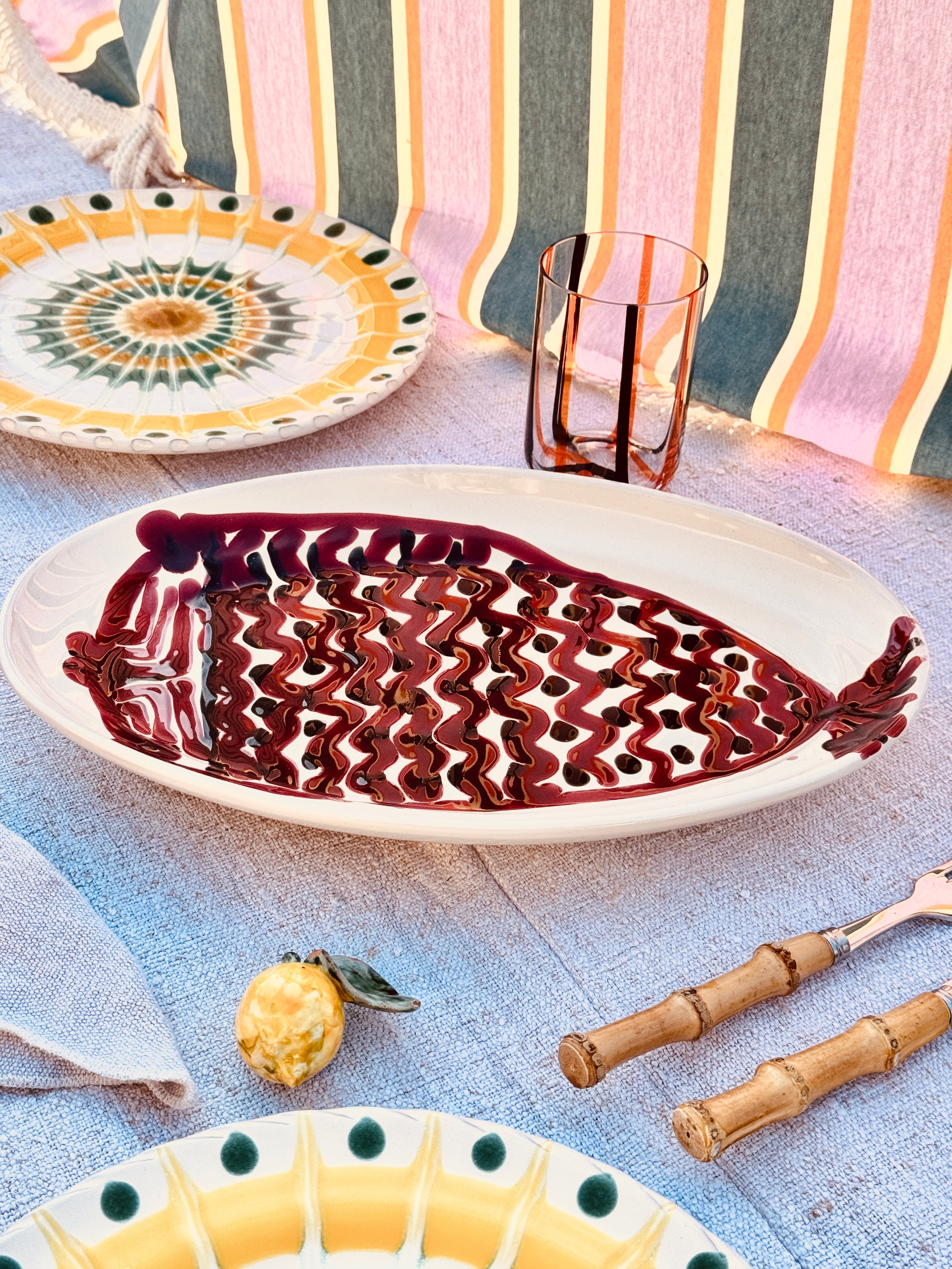 ! Einzelstück ! ovale Servierplatte 35X23cm - nur 1 x erhältlich - handgemacht in Apulien