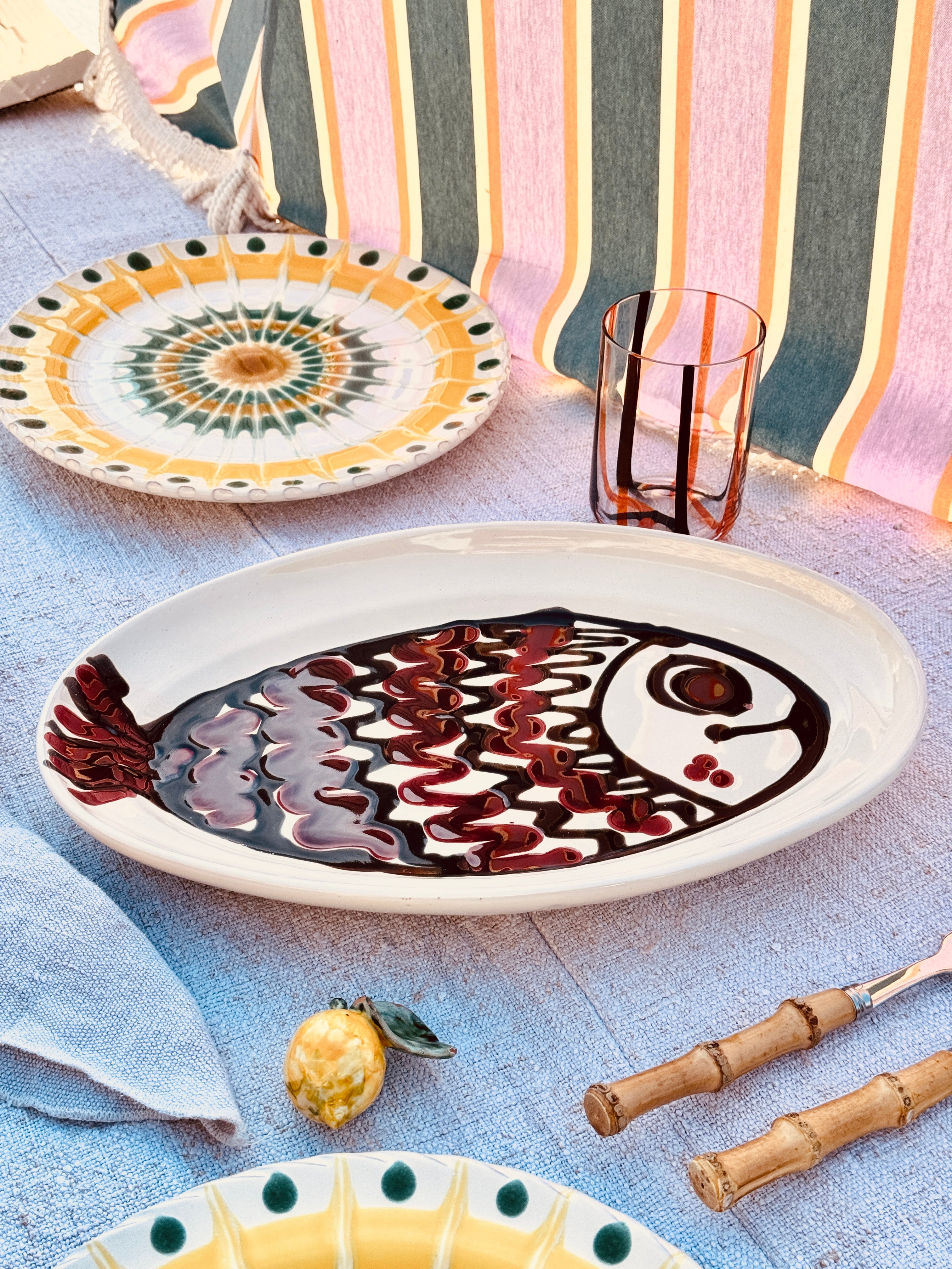 ! Einzelstück ! ovale Servierplatte 35X23cm - nur 1 x erhältlich - handgemacht in Apulien