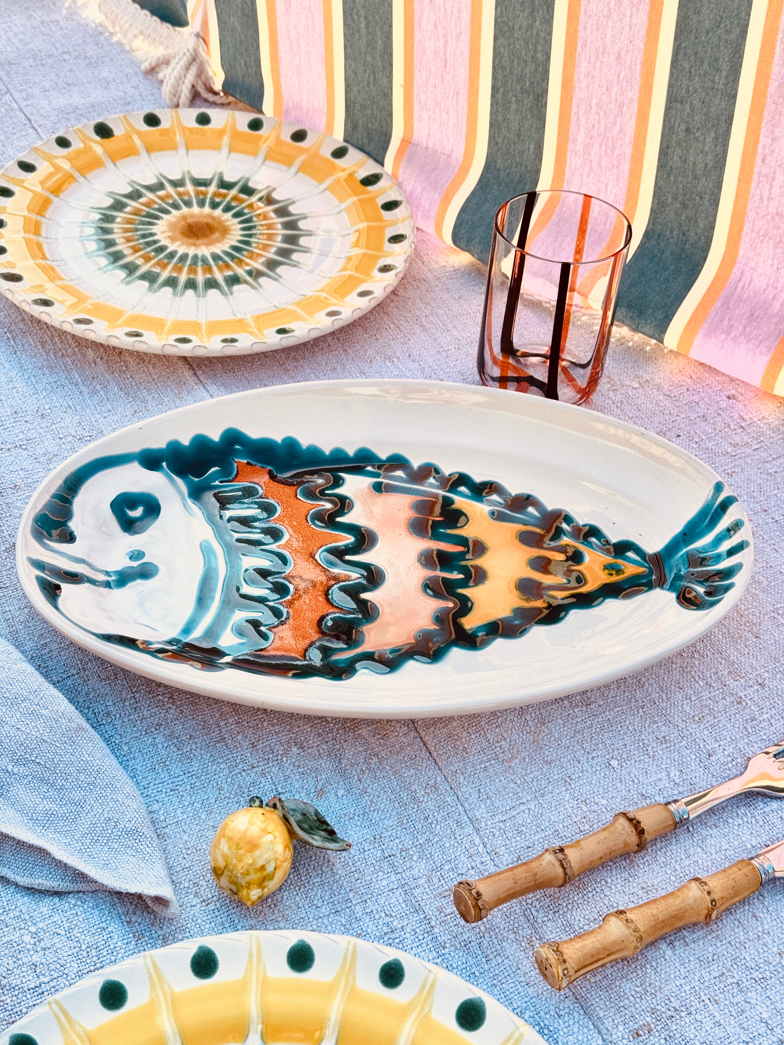 ! Einzelstück ! ovale Servierplatte 35X23cm - nur 1 x erhältlich - handgemacht in Apulien