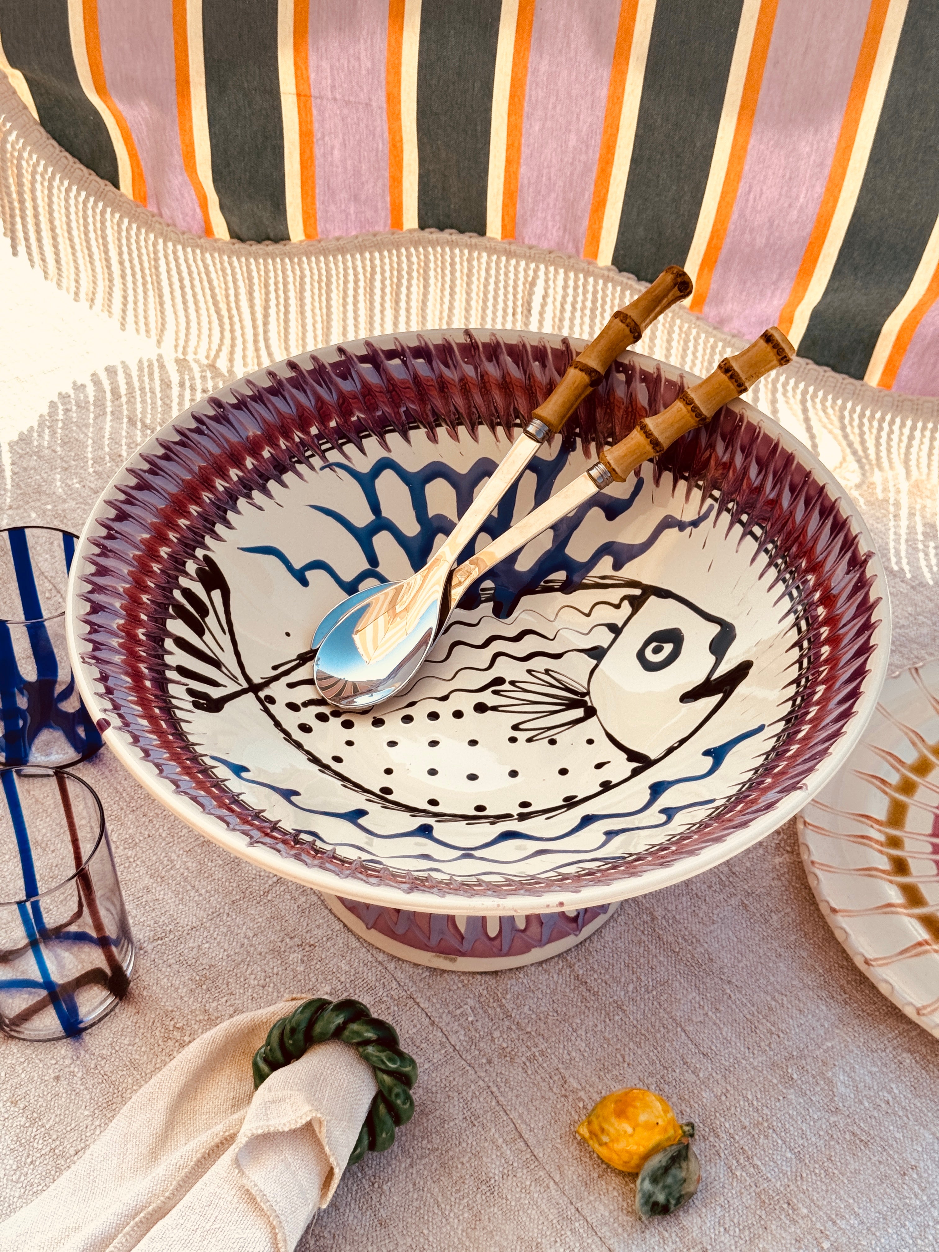 Unique Art Object – "Konic" Psychodelic High Bowl with Pesce, 35 cm