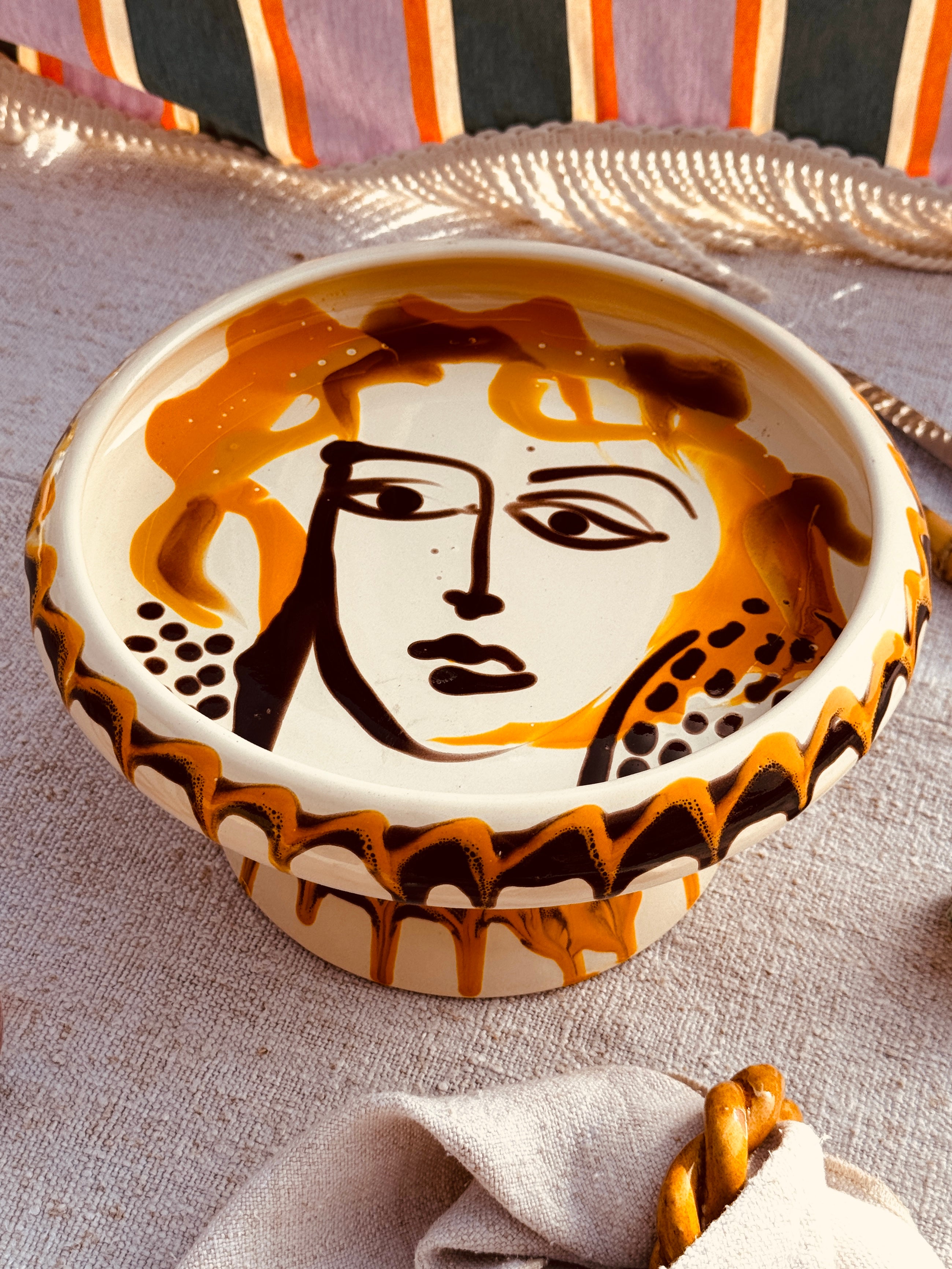 Handmade Italian Raised Serving Plate 25 cm | Unique Studio Riviera Piece