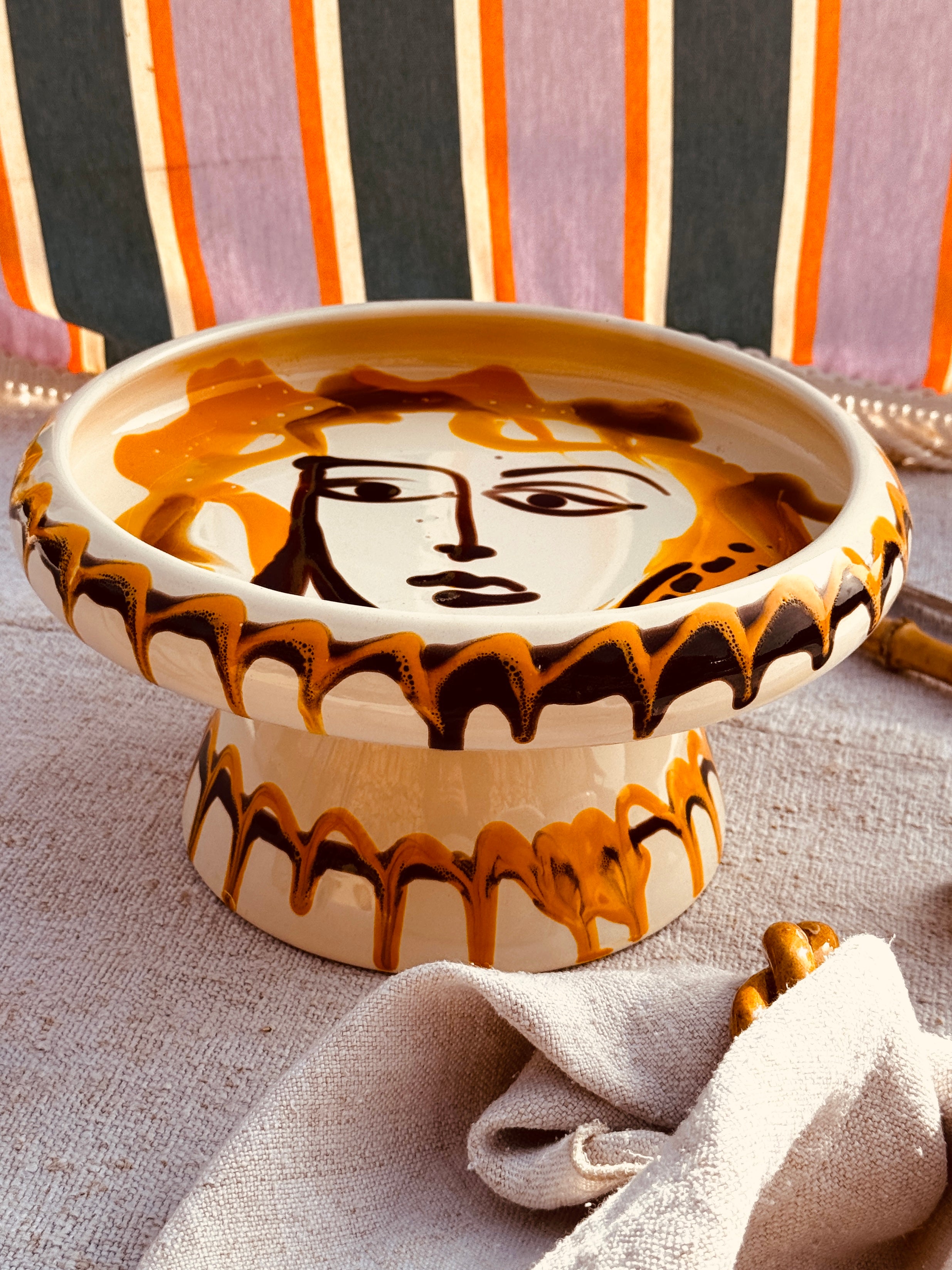 Handmade Italian Raised Serving Plate 25 cm | Unique Studio Riviera Piece