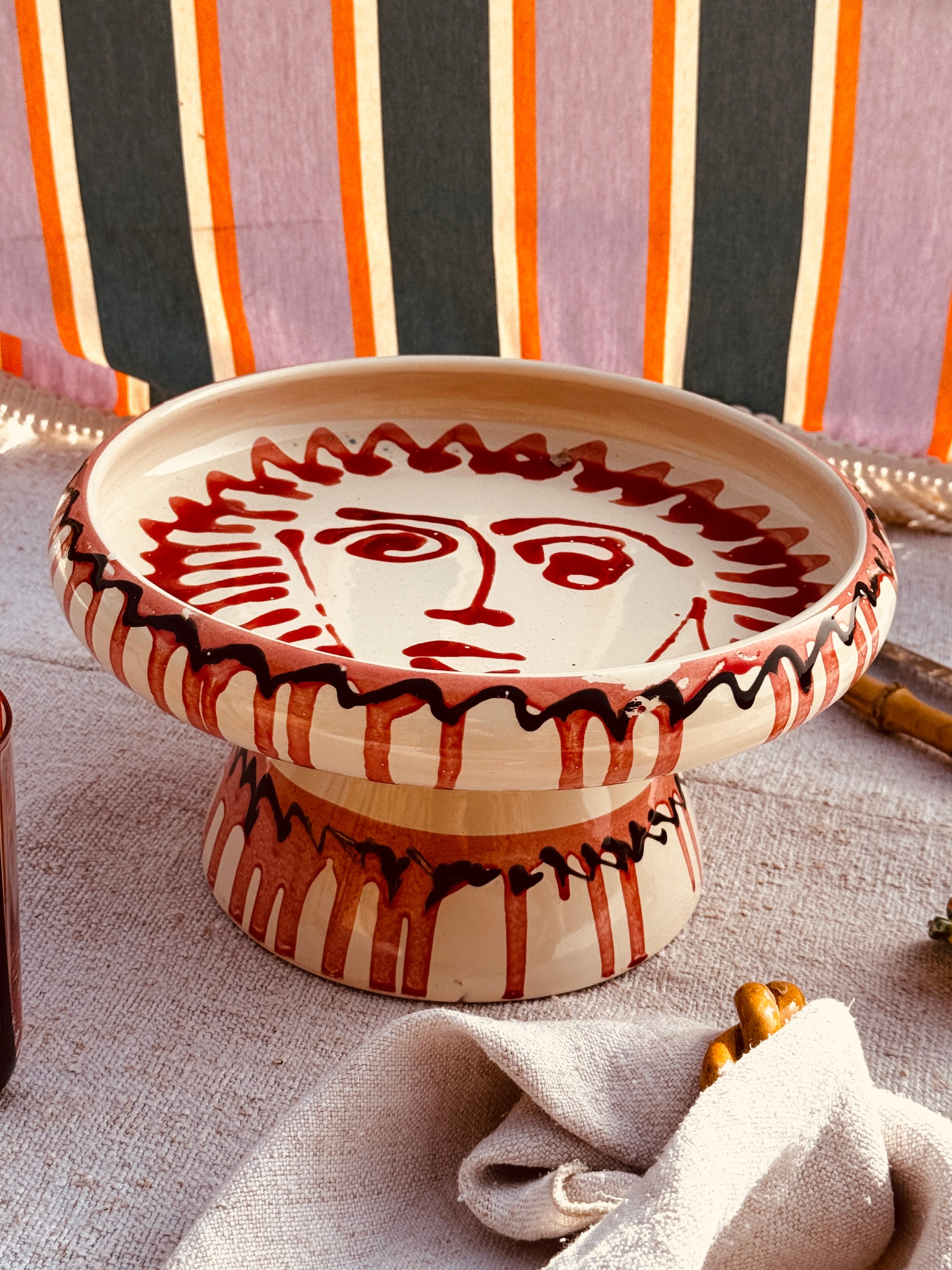 Handmade Italian Raised Serving Plate 25 cm | Unique Studio Riviera Piece