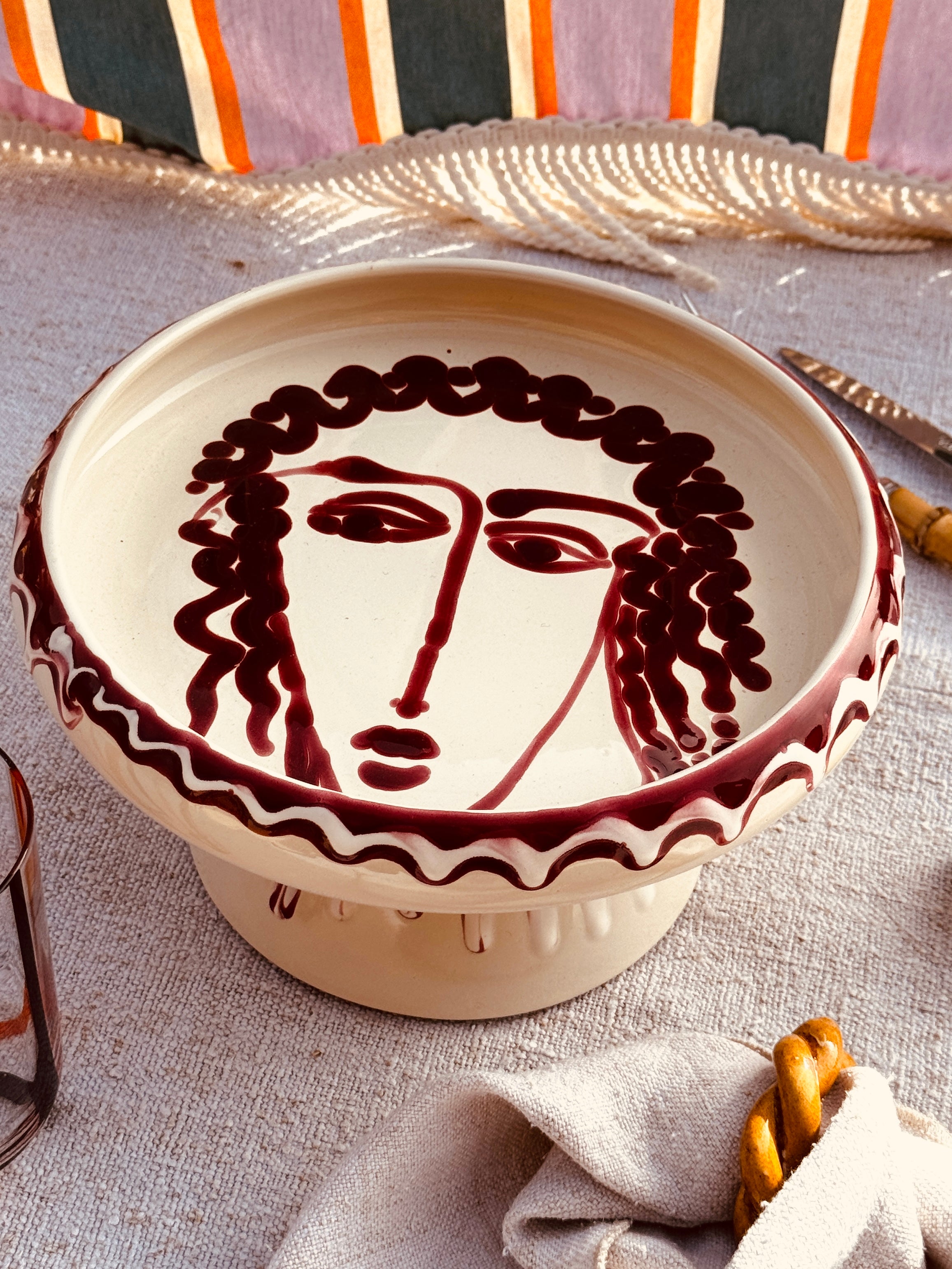 Handmade Italian Raised Serving Plate 25 cm | Unique Studio Riviera Piece