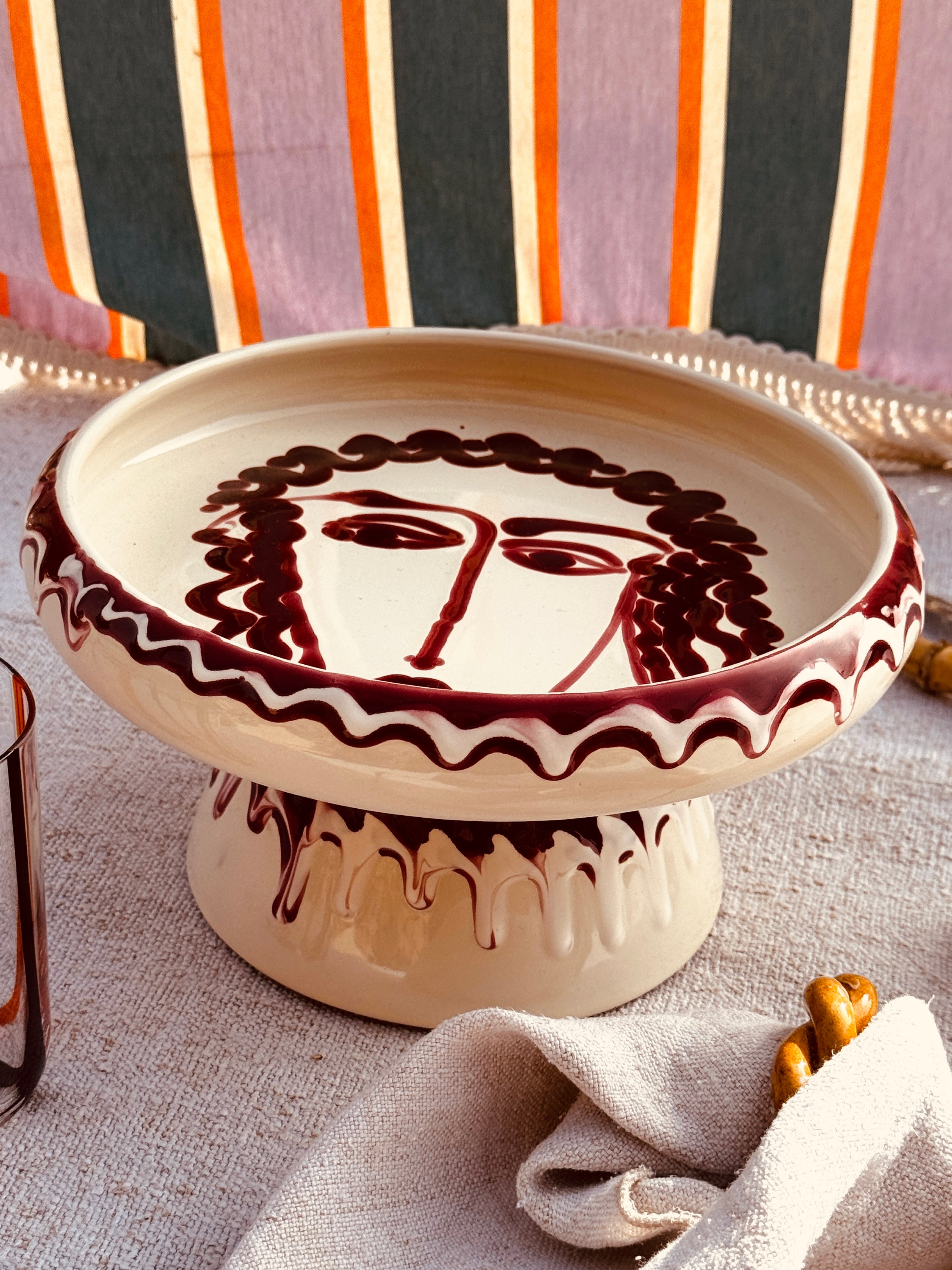 Handmade Italian Raised Serving Plate 25 cm | Unique Studio Riviera Piece