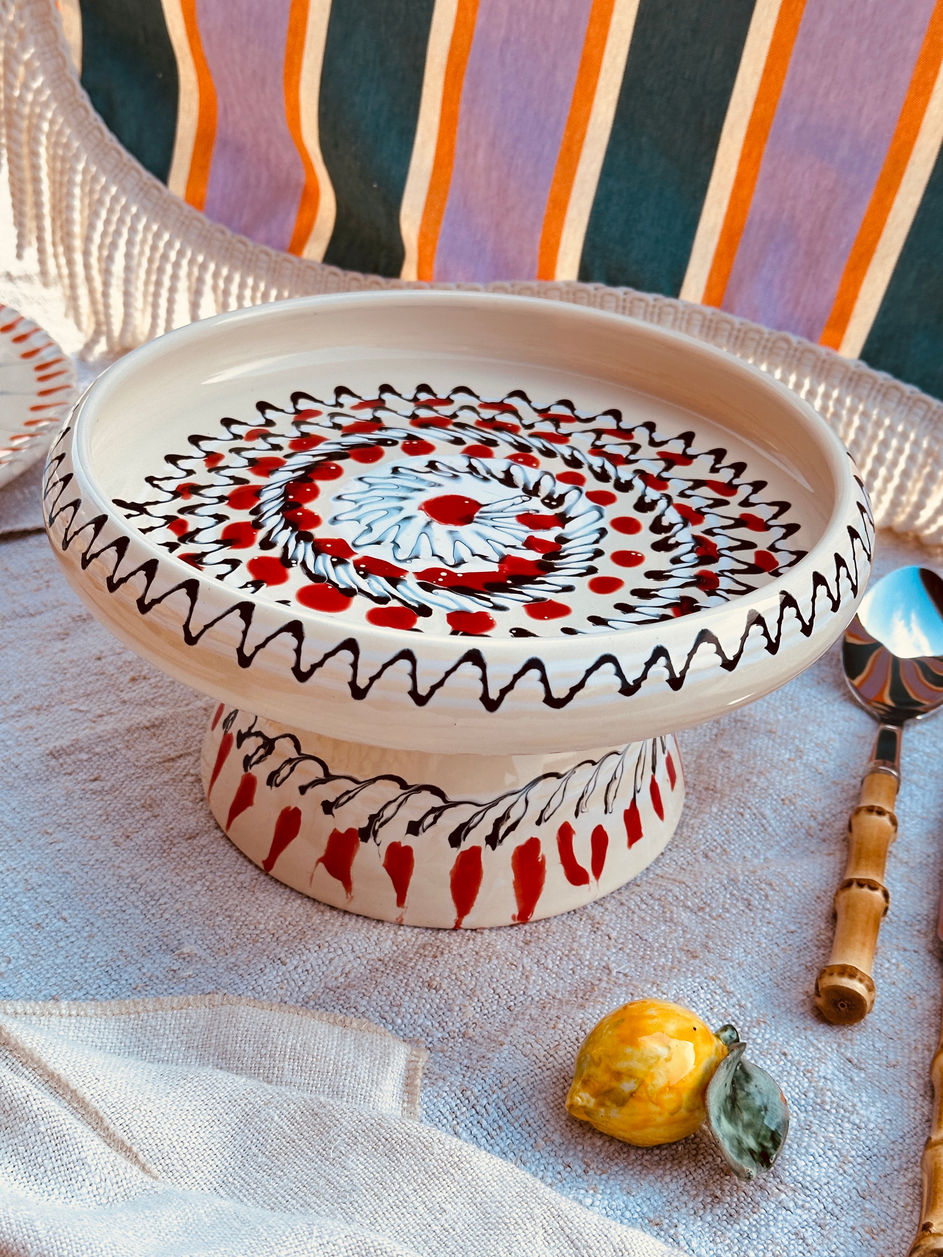 Psychodelic Frisbee Teller mit Fuß - 25cm UNIKAT NUR 1 X ERHÄLTLICH